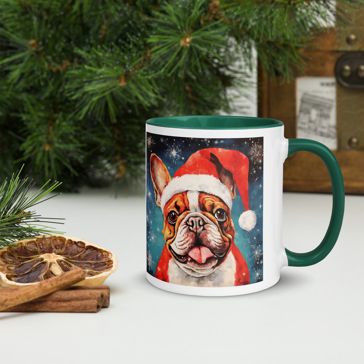 Mug with Color Inside French Bulldog - Merry woofmaas