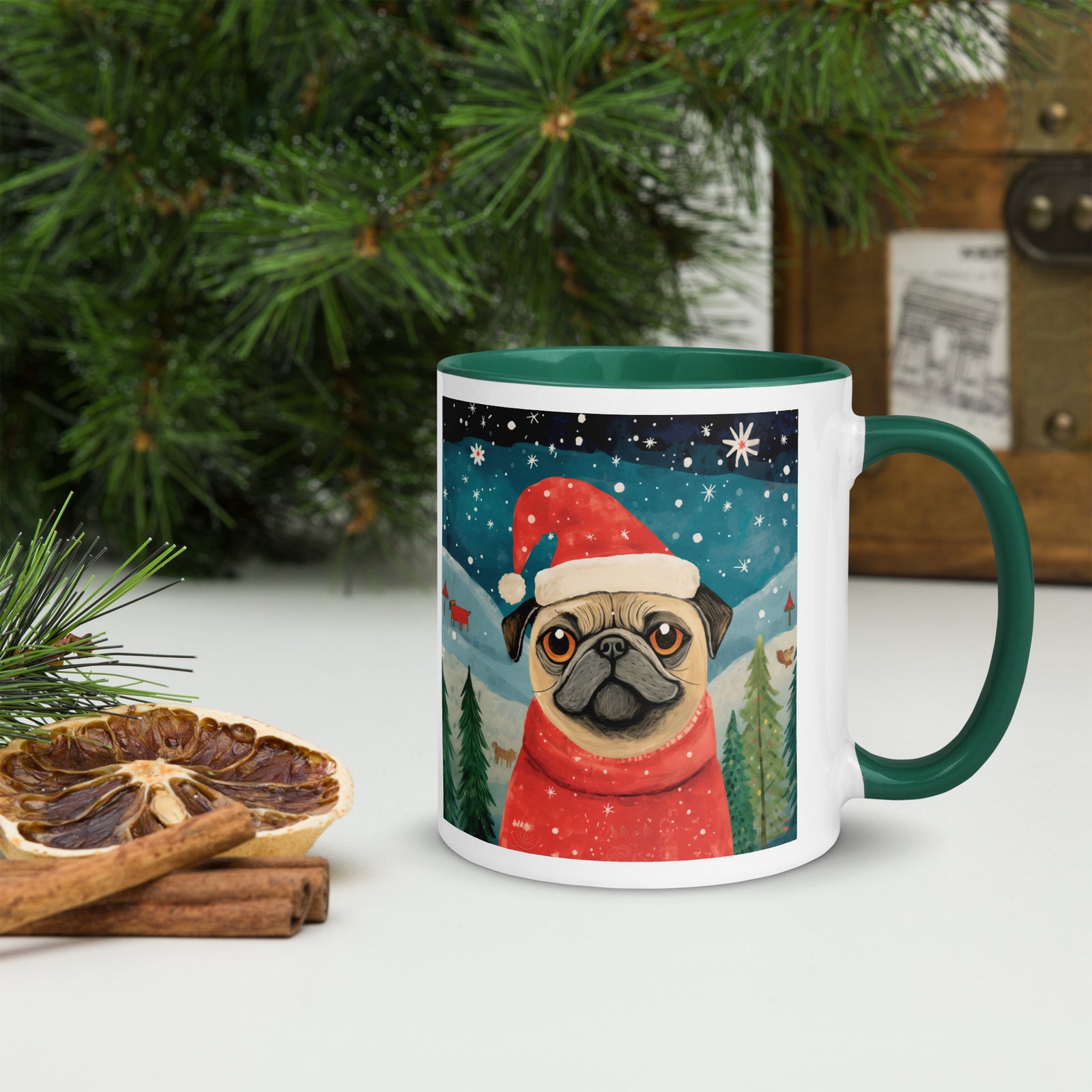 Mug with Color Inside Pug -Merry Woofmas