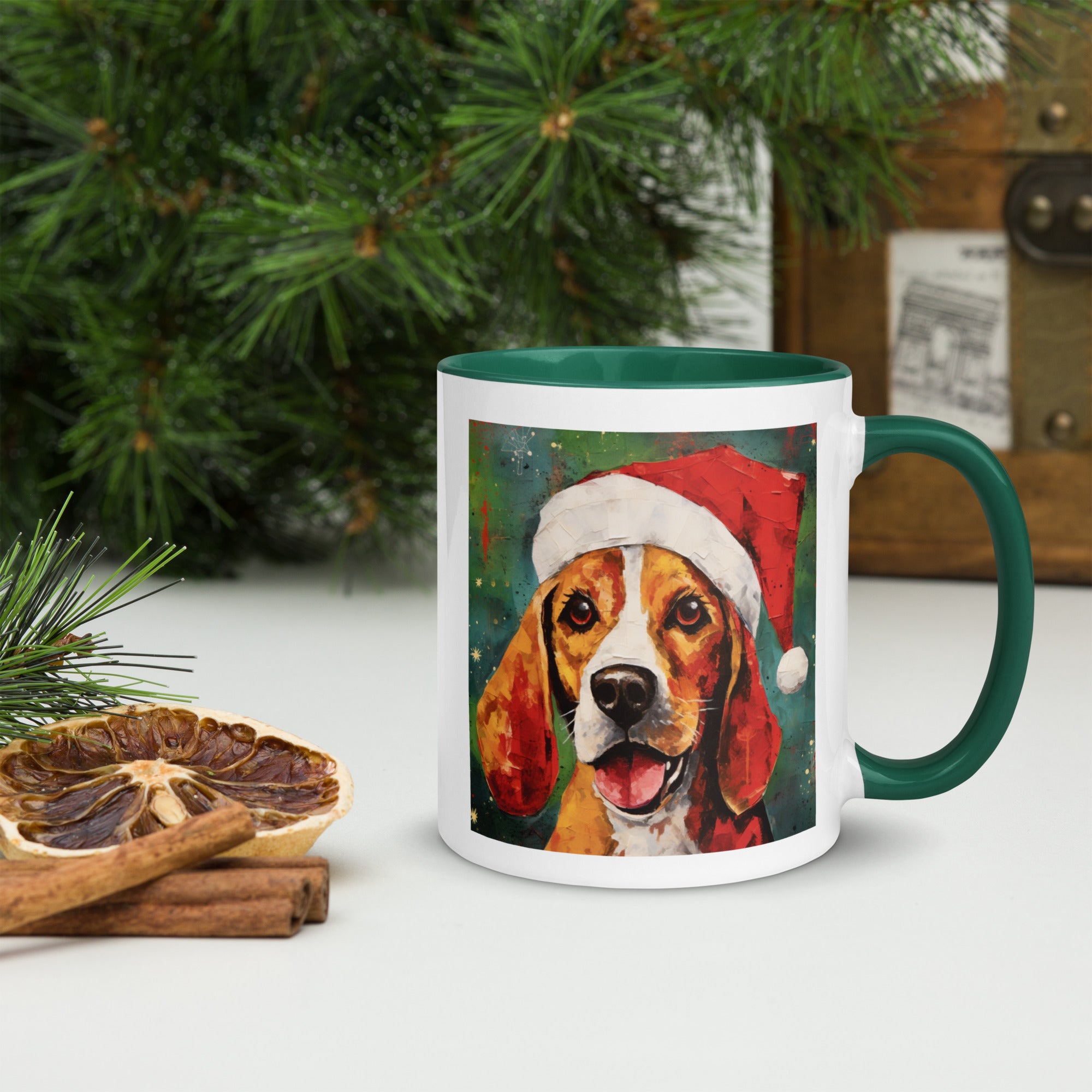 Mug with Color Inside Beagle - Merry Woofmas