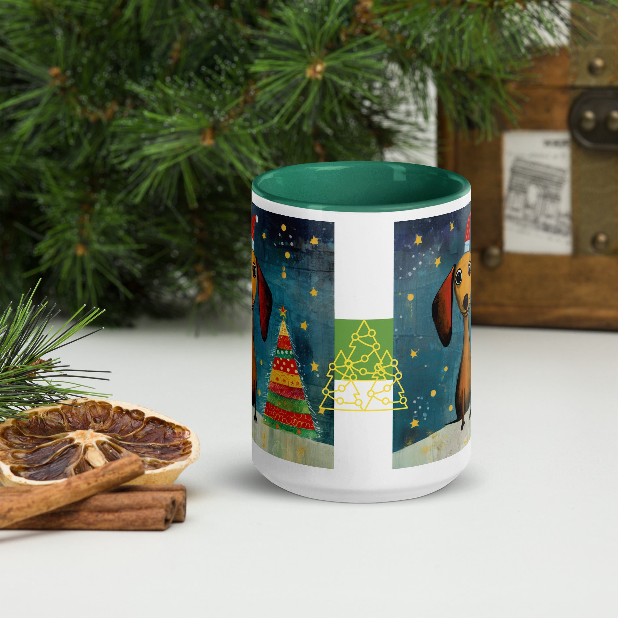 Mug with Color Inside Danchshund - Merry Woofmas