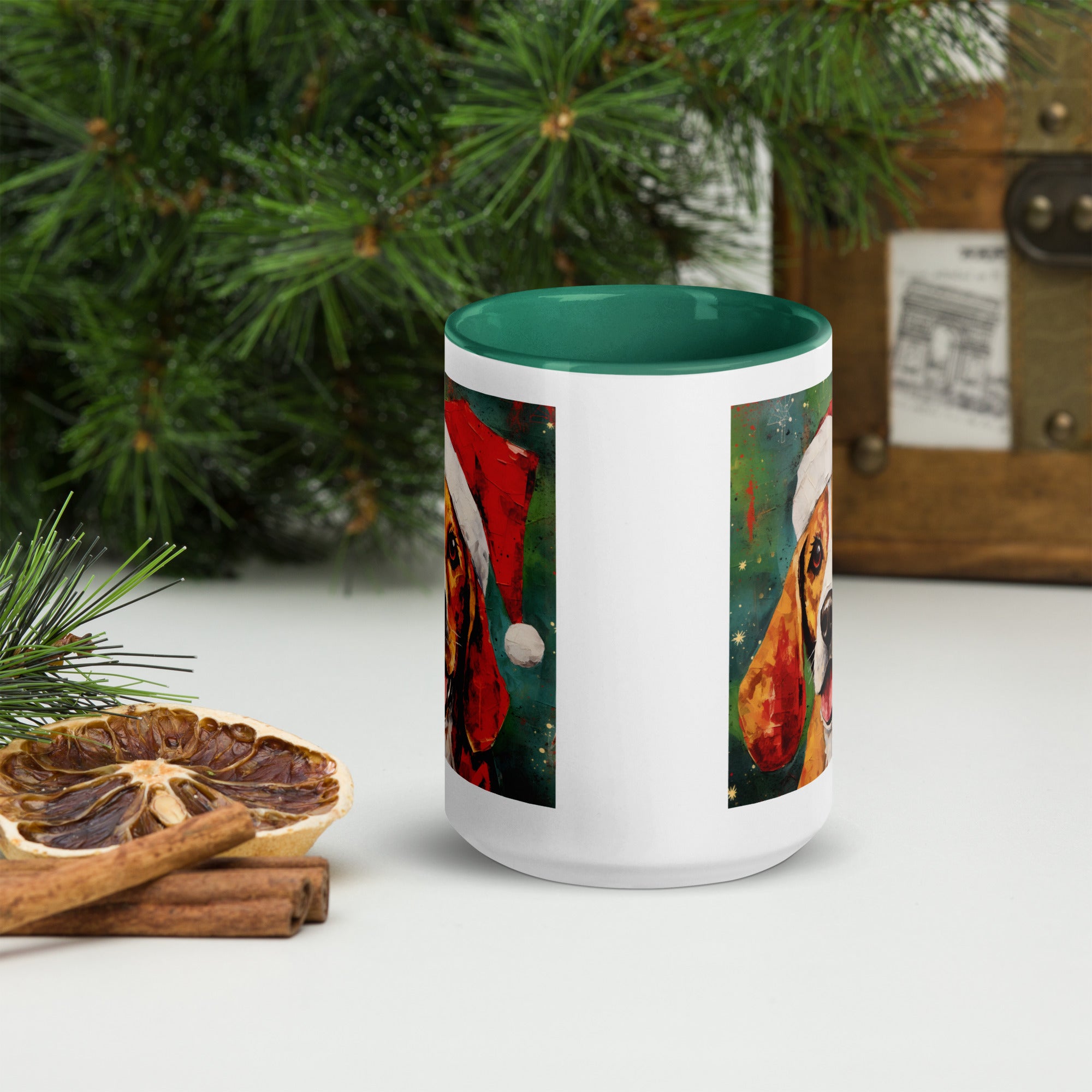 Mug with Color Inside Beagle - Merry Woofmas