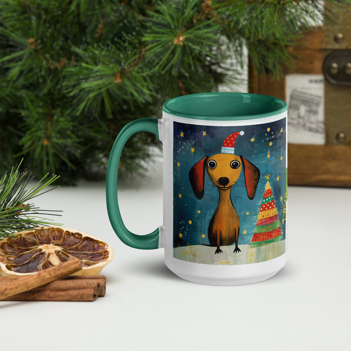 Mug with Color Inside Danchshund - Merry Woofmas