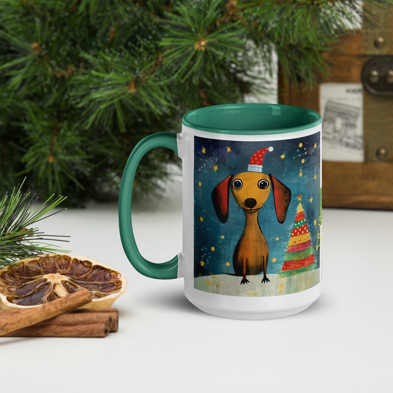 Mug with Color Inside Danchshund - Merry Woofmas