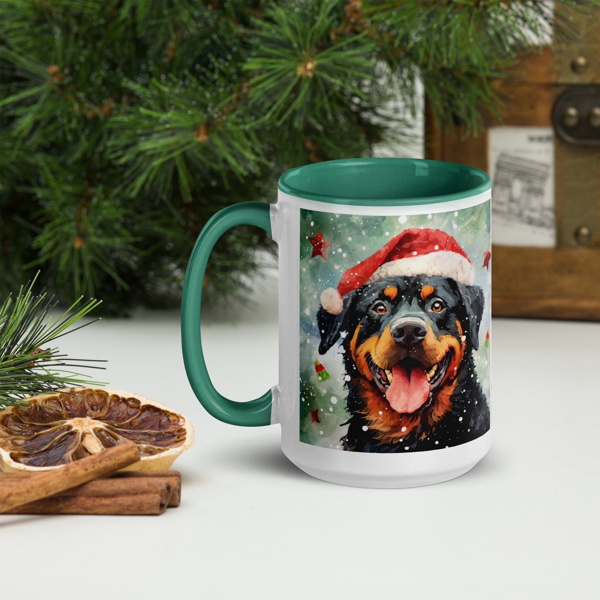 Mug with Color Inside Rottweiler - Merry Woofmas