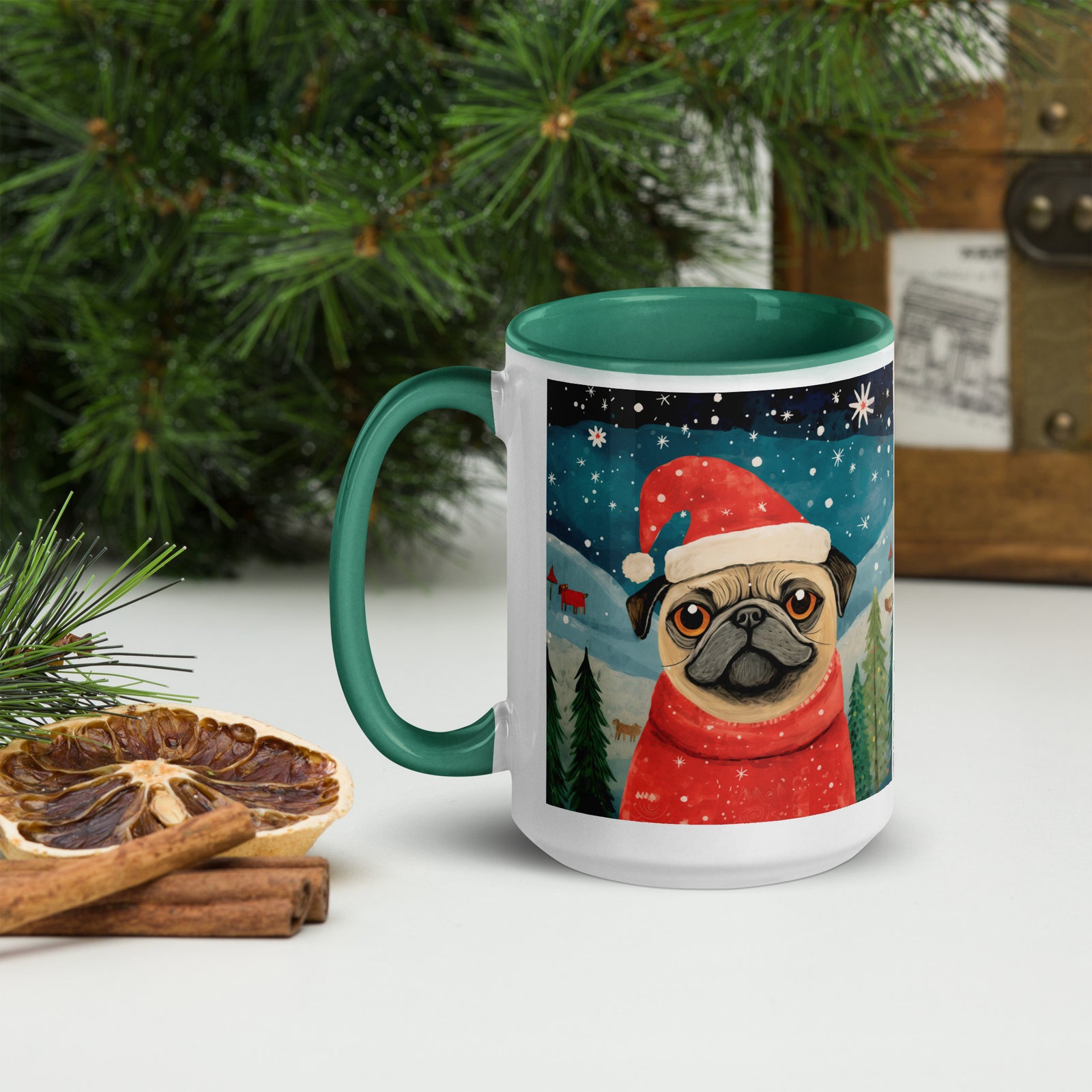 Mug with Color Inside Pug -Merry Woofmas