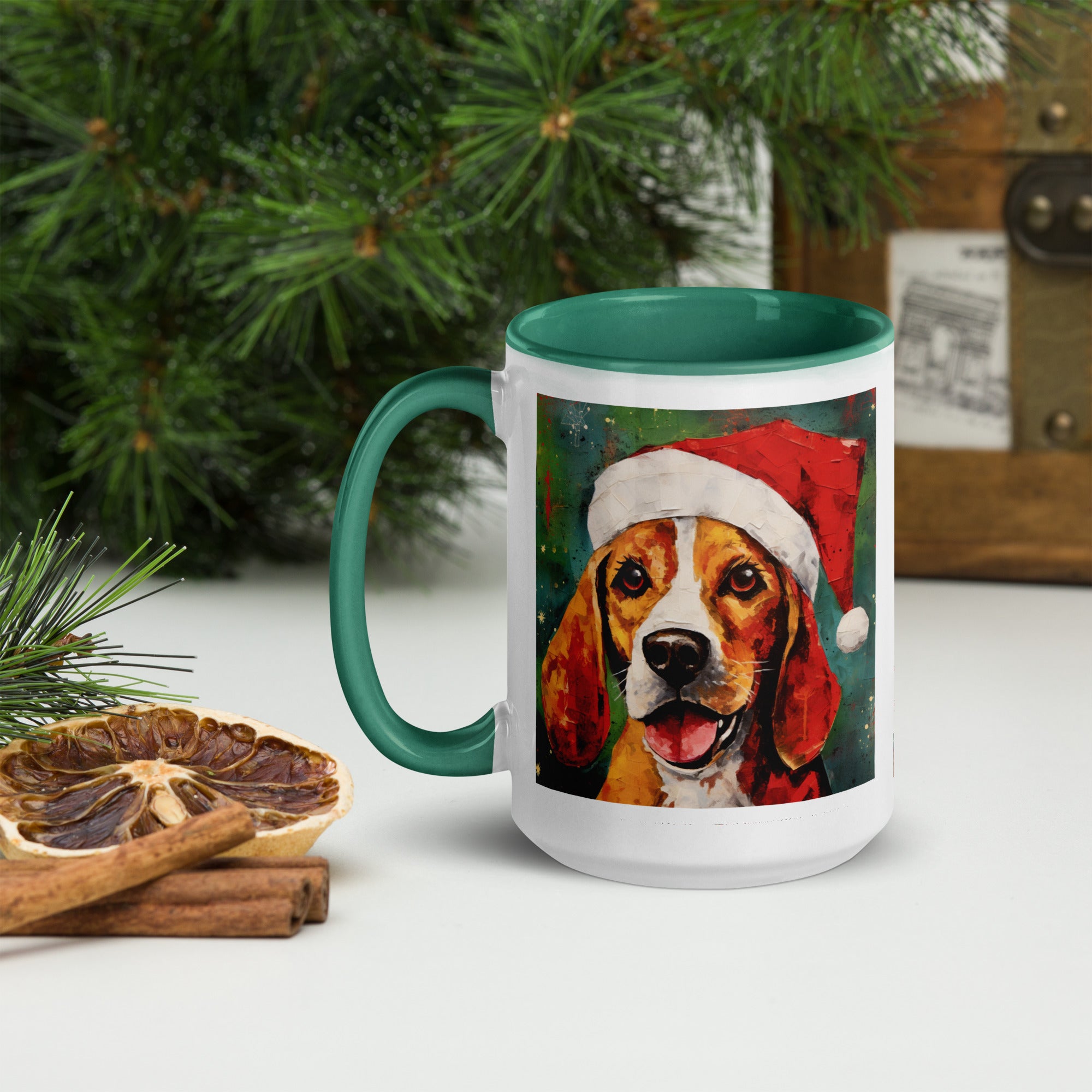 Mug with Color Inside Beagle - Merry Woofmas