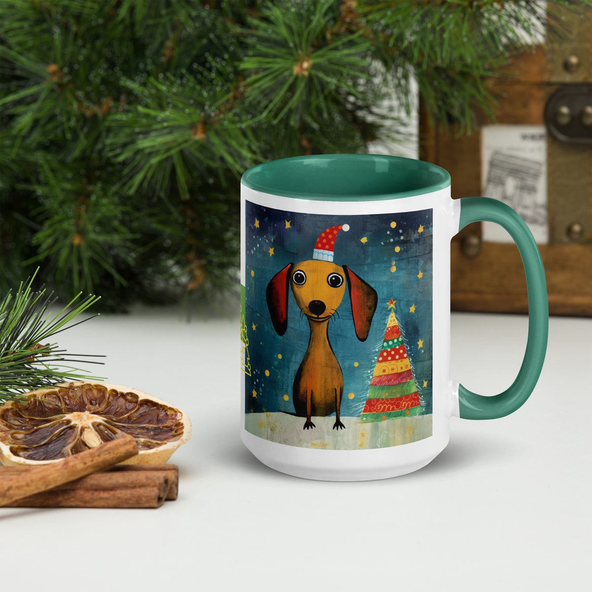 Mug with Color Inside Danchshund - Merry Woofmas