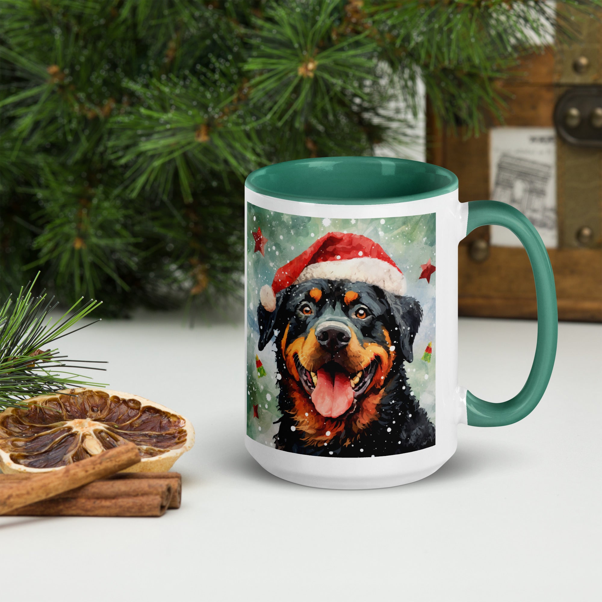 Mug with Color Inside Rottweiler - Merry Woofmas