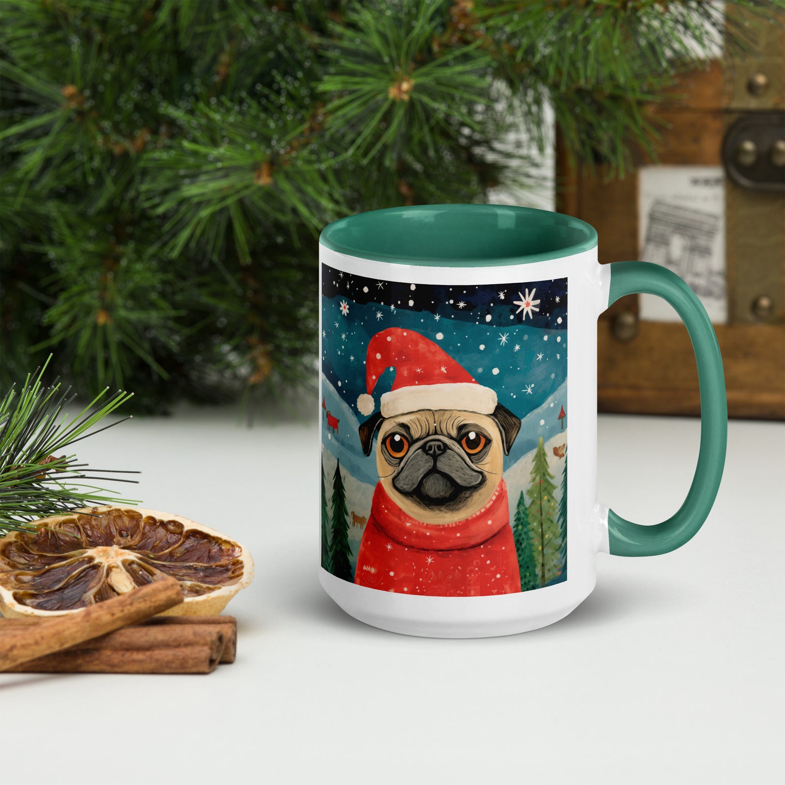 Mug with Color Inside Pug -Merry Woofmas