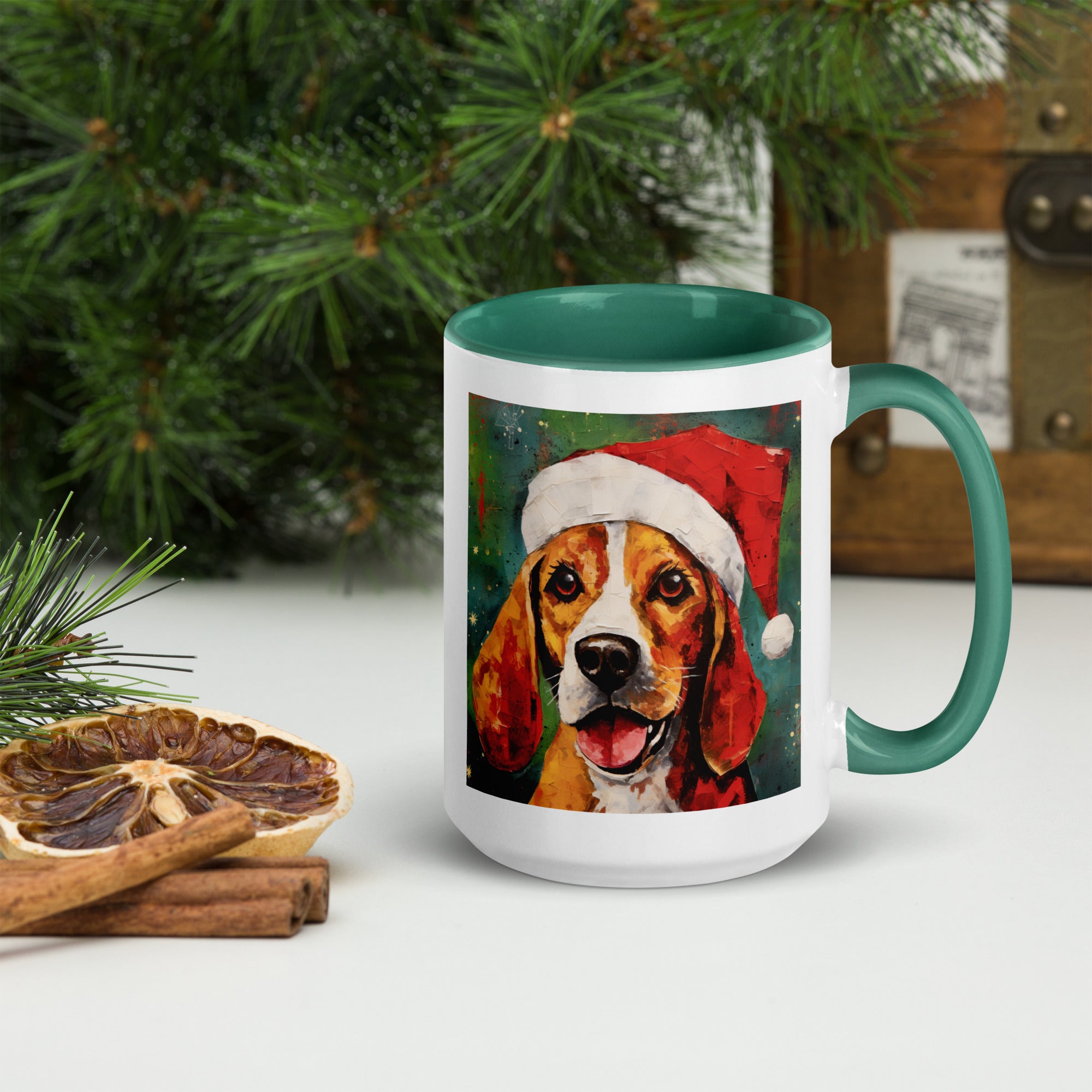 Mug with Color Inside Beagle - Merry Woofmas