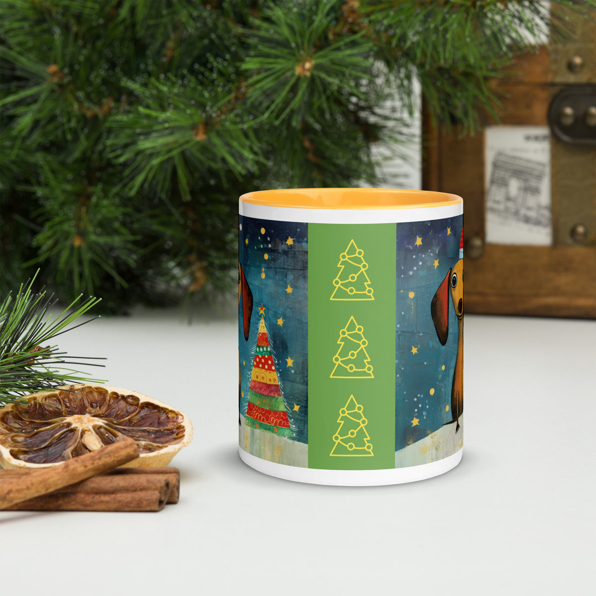 Mug with Color Inside Danchshund - Merry Woofmas
