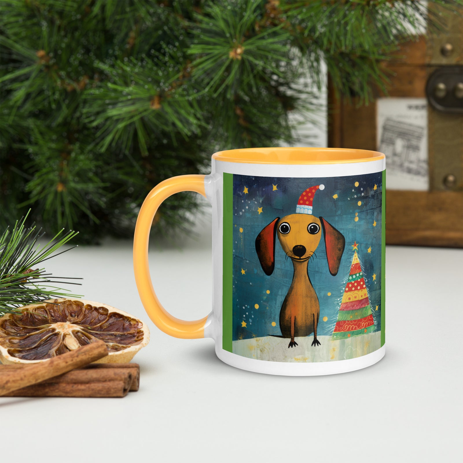 Mug with Color Inside Danchshund - Merry Woofmas