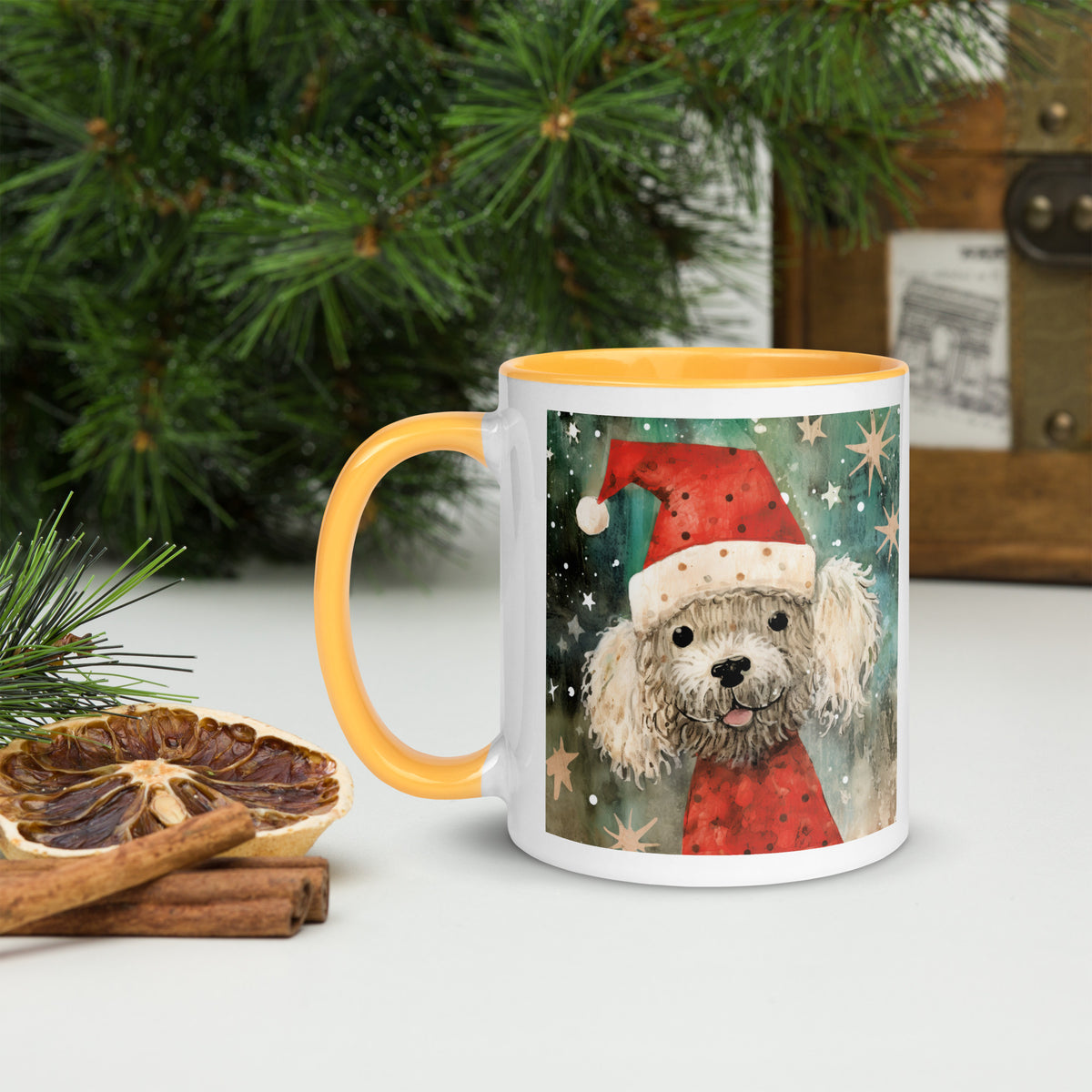 Mug with Color Inside Poodle - Merry Woofmas