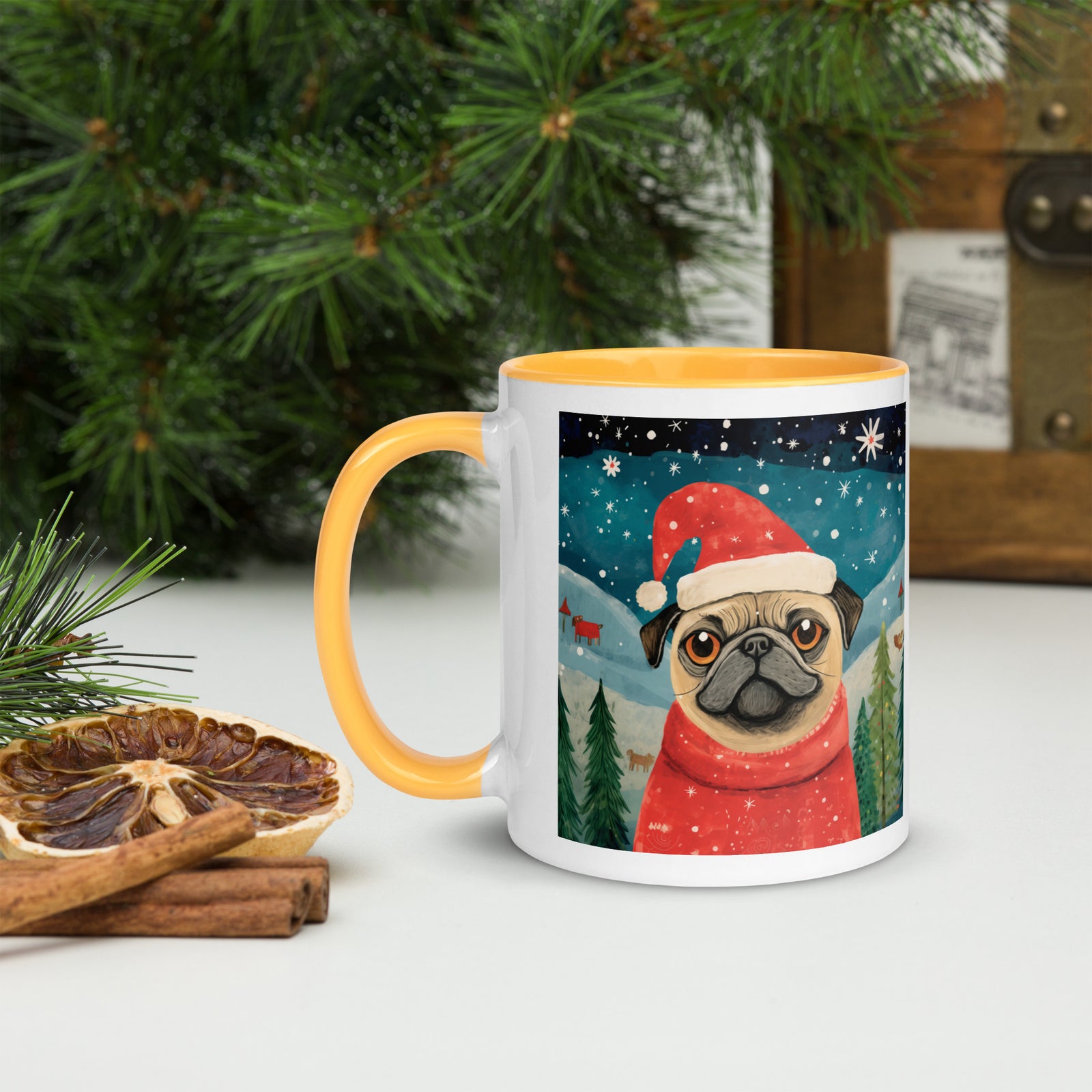 Mug with Color Inside Pug -Merry Woofmas