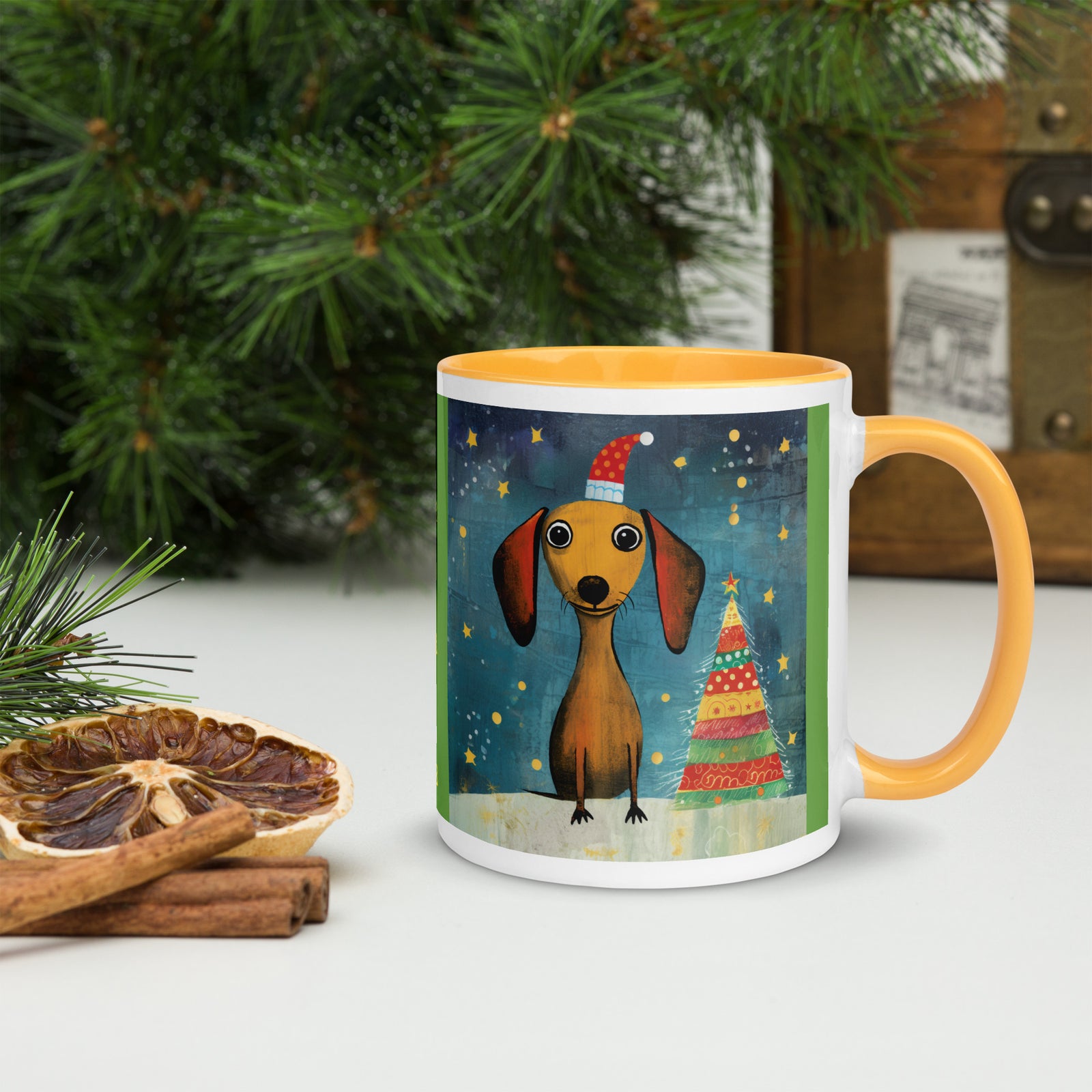 Mug with Color Inside Danchshund - Merry Woofmas