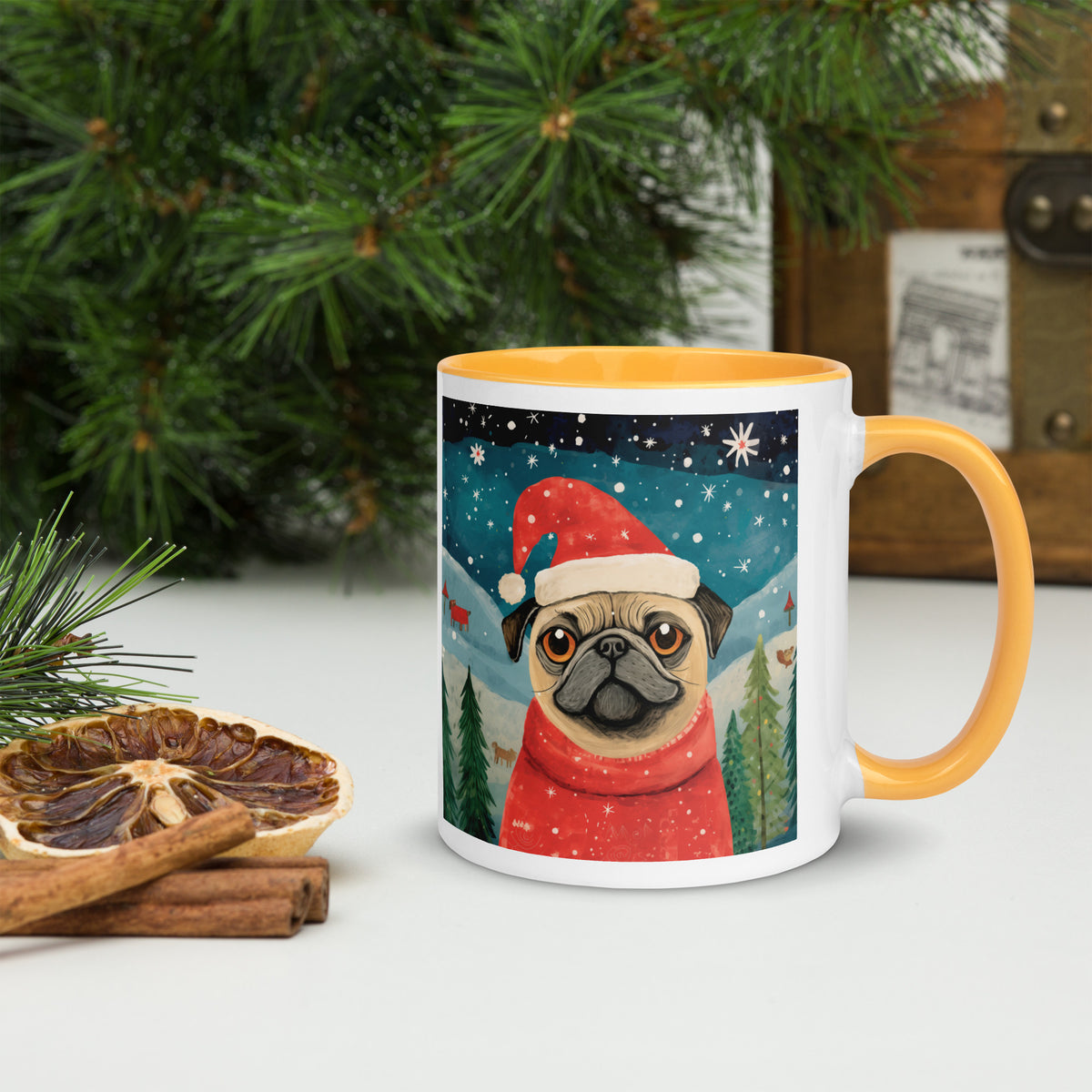 Mug with Color Inside Pug -Merry Woofmas