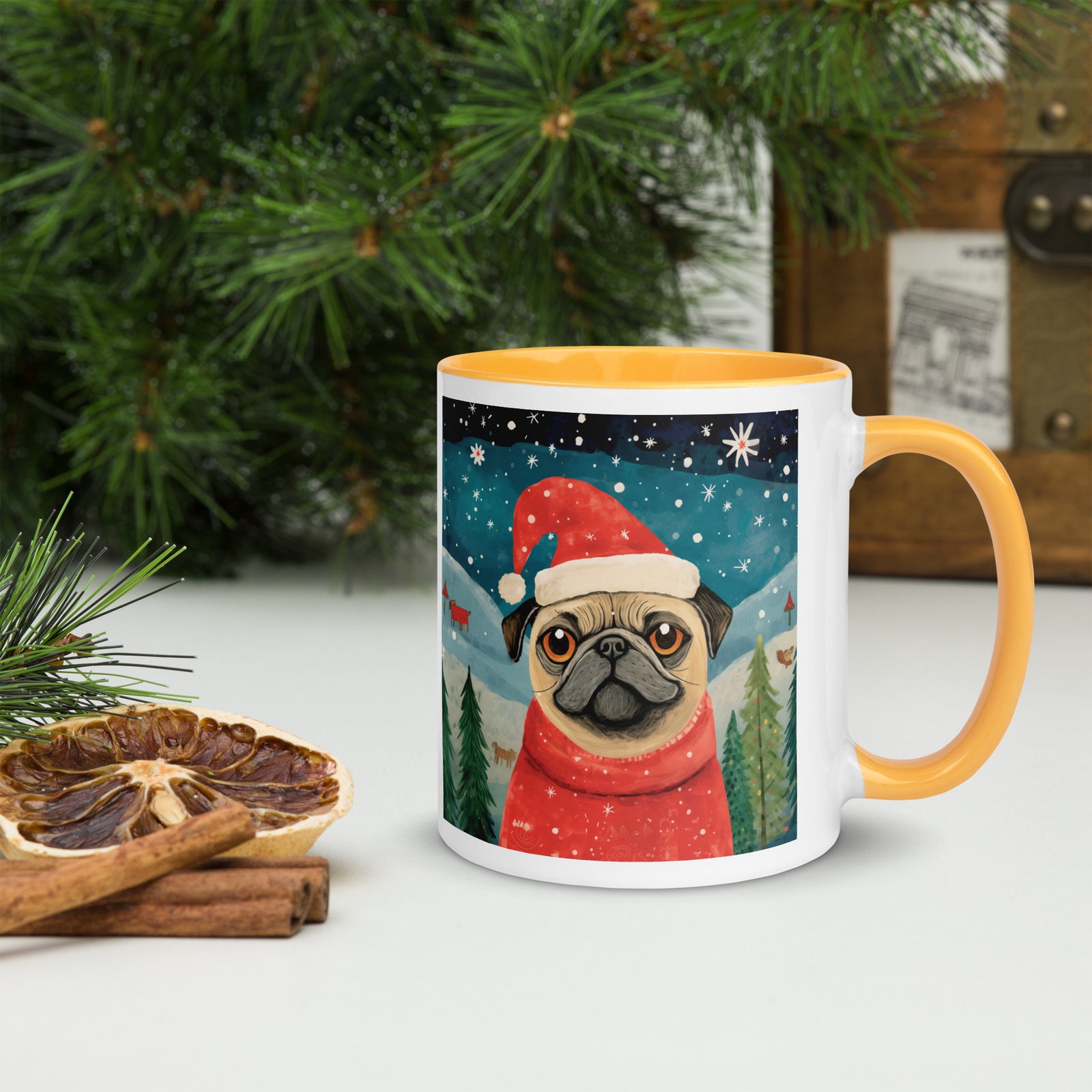Mug with Color Inside Pug -Merry Woofmas