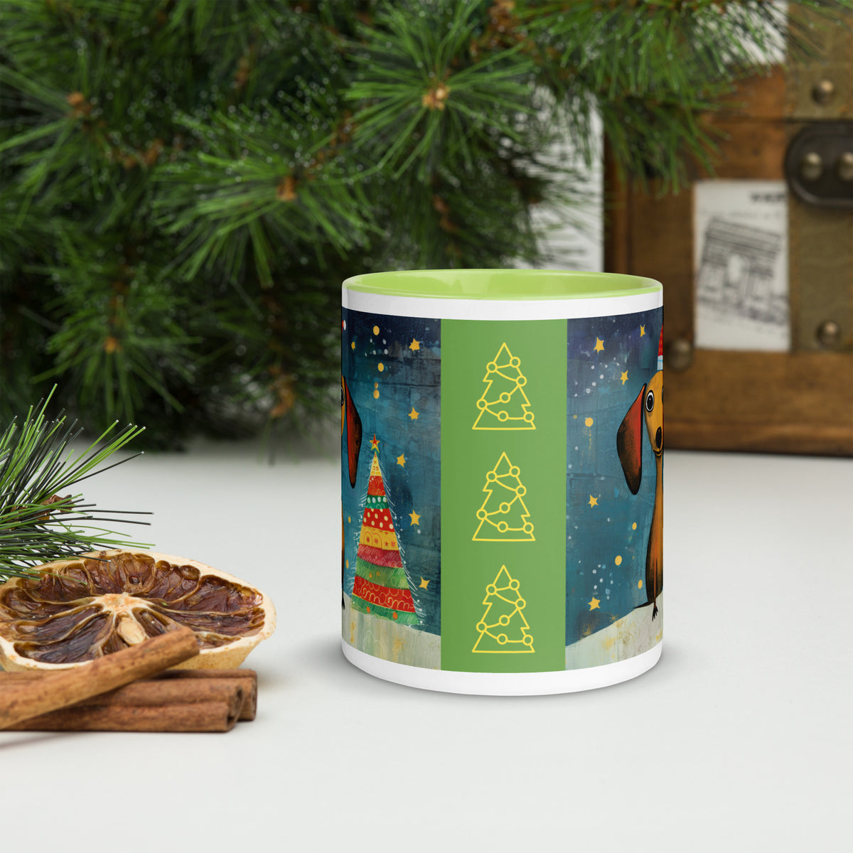 Mug with Color Inside Danchshund - Merry Woofmas