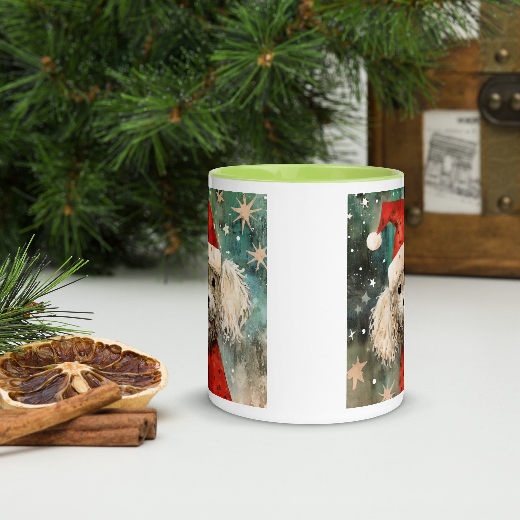 Mug with Color Inside Poodle - Merry Woofmas