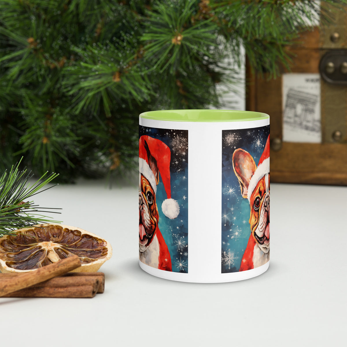 Mug with Color Inside French Bulldog - Merry woofmaas