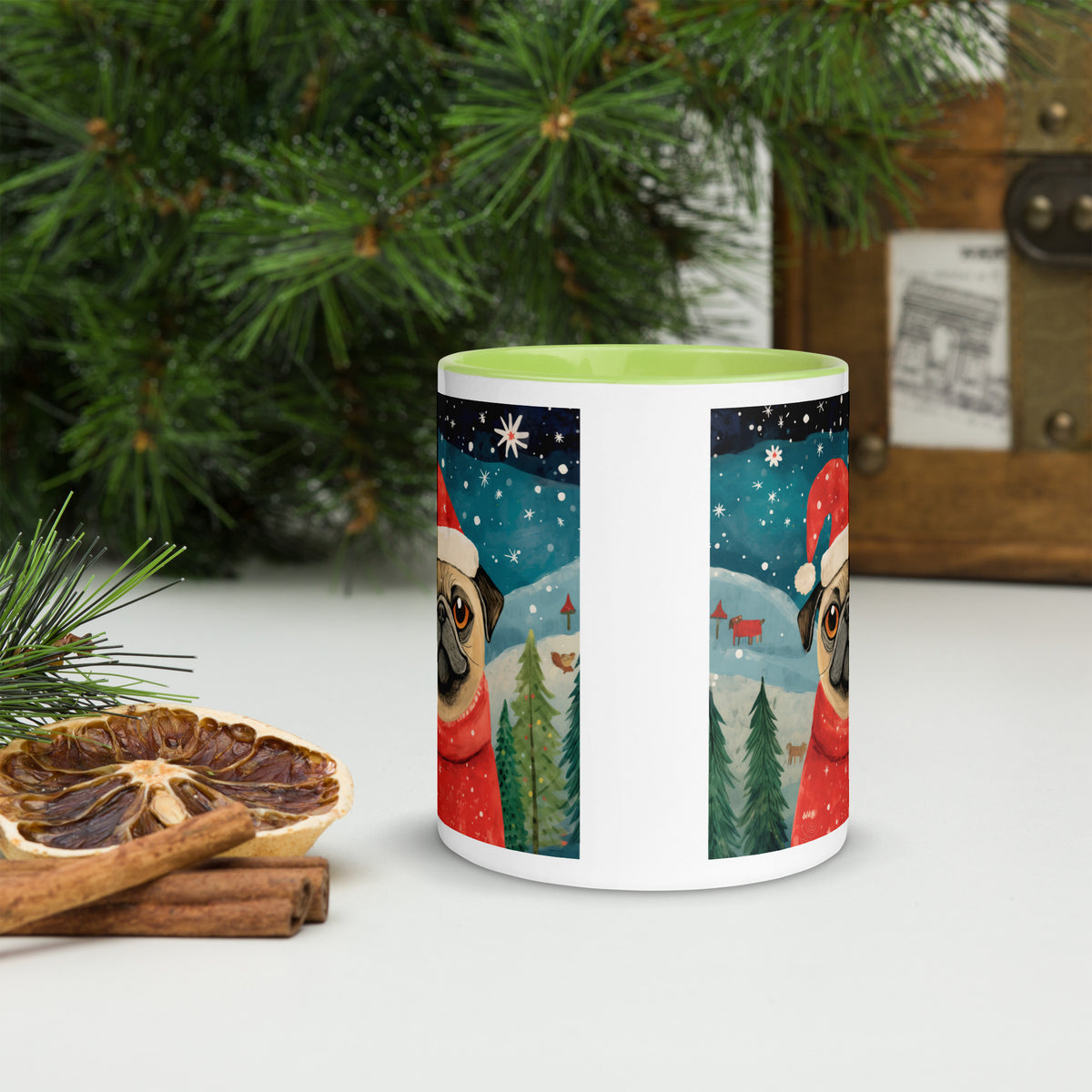 Mug with Color Inside Pug -Merry Woofmas