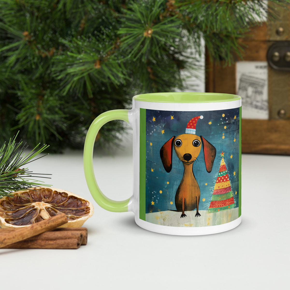 Mug with Color Inside Danchshund - Merry Woofmas