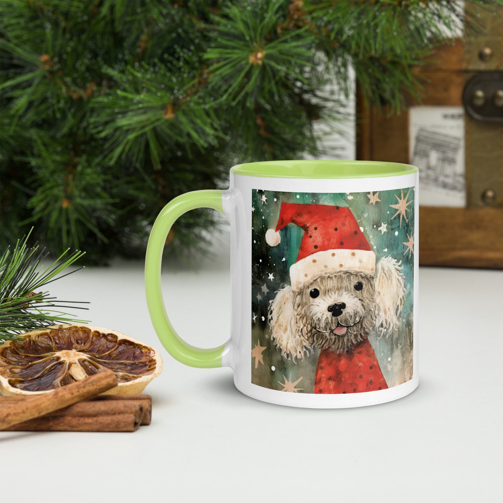 Mug with Color Inside Poodle - Merry Woofmas