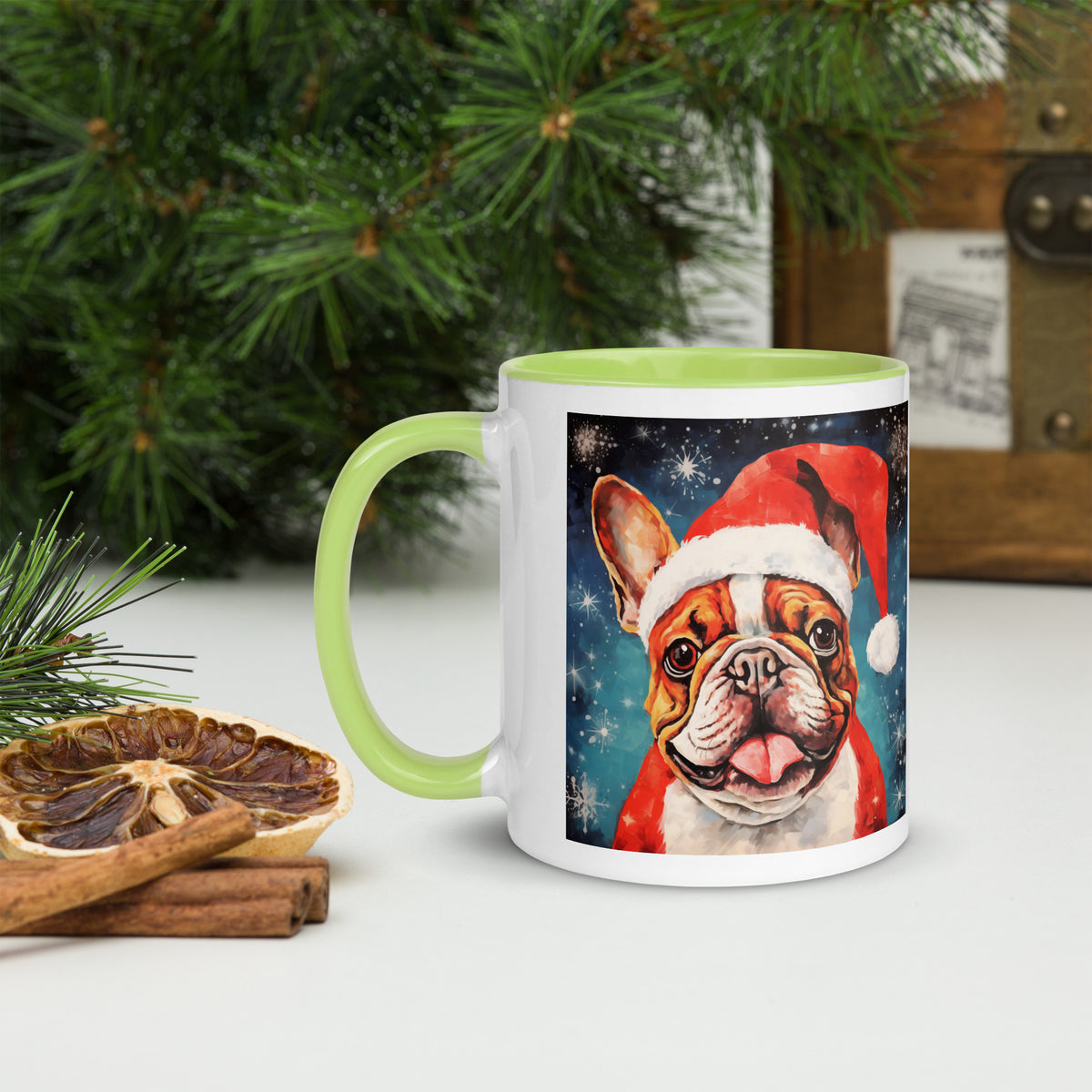 Mug with Color Inside French Bulldog - Merry woofmaas