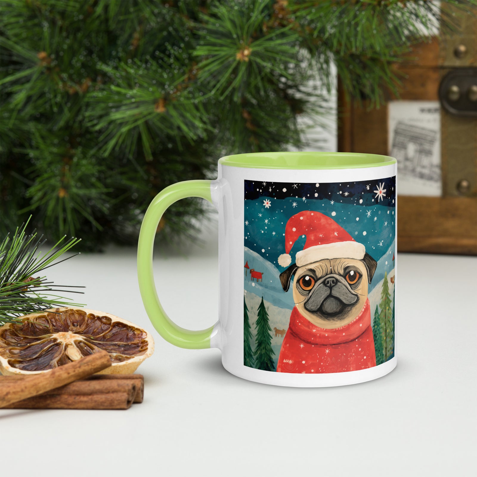 Mug with Color Inside Pug -Merry Woofmas