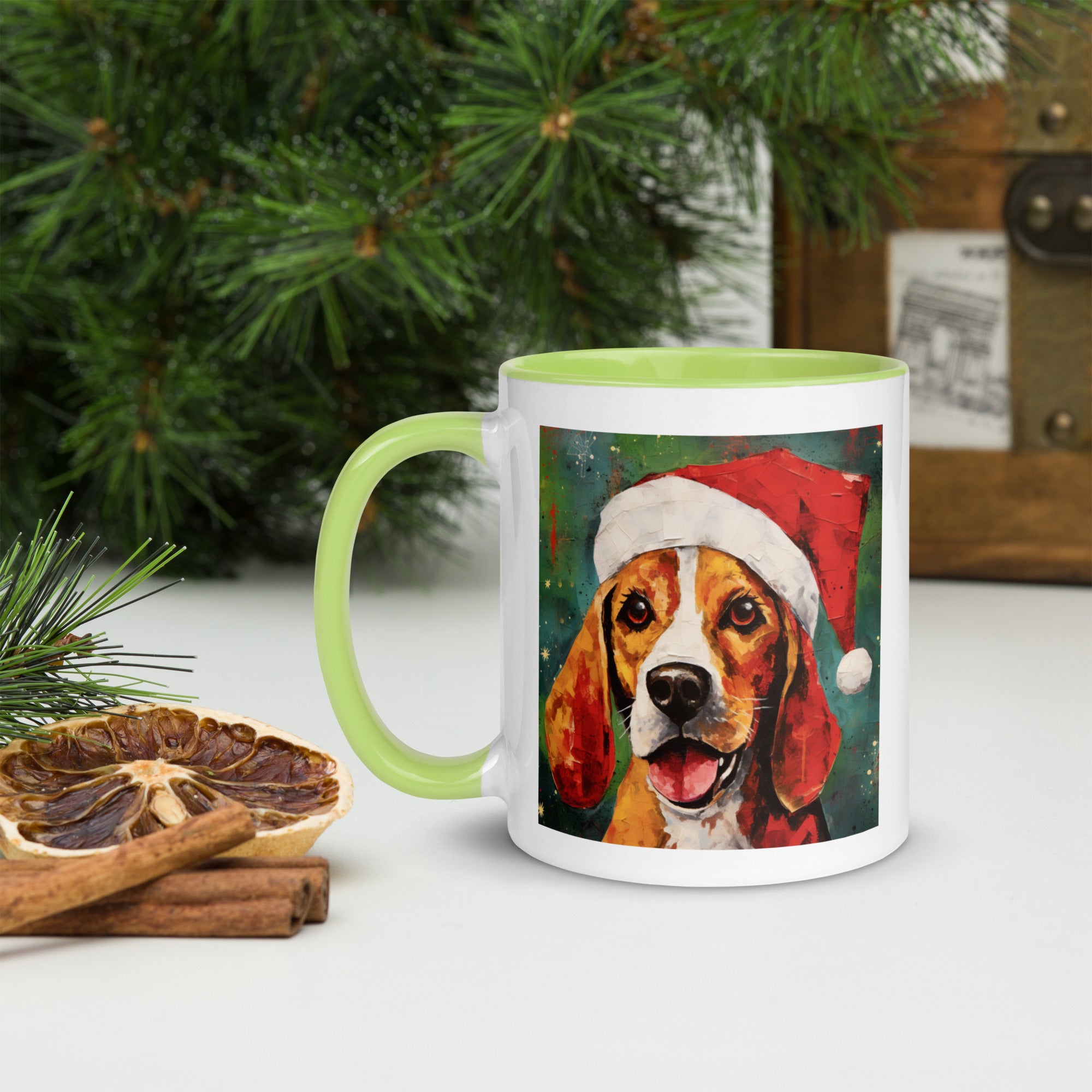 Mug with Color Inside Beagle - Merry Woofmas