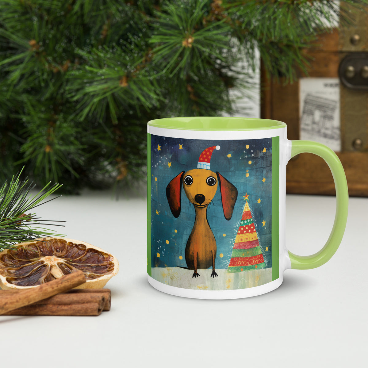 Mug with Color Inside Danchshund - Merry Woofmas