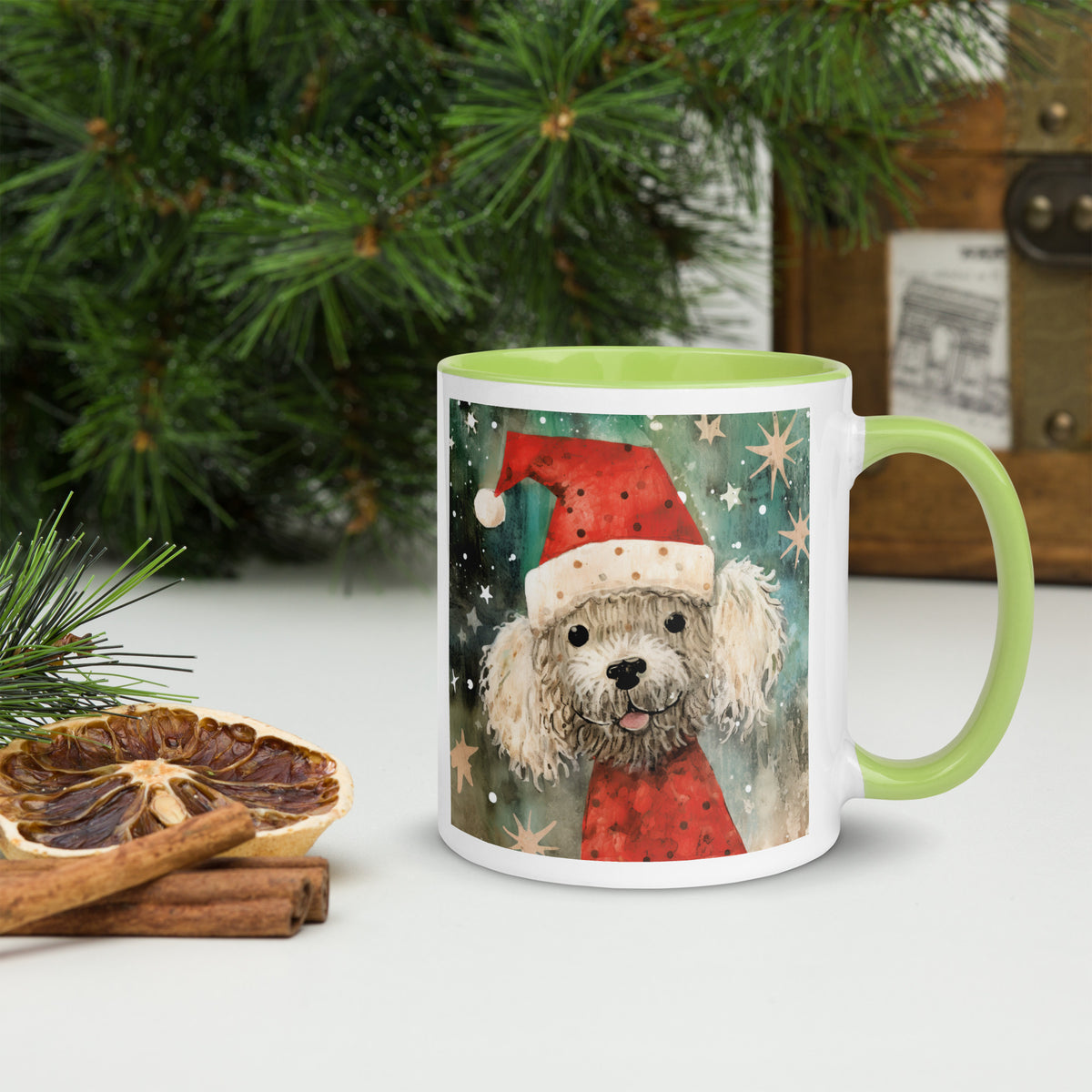 Mug with Color Inside Poodle - Merry Woofmas