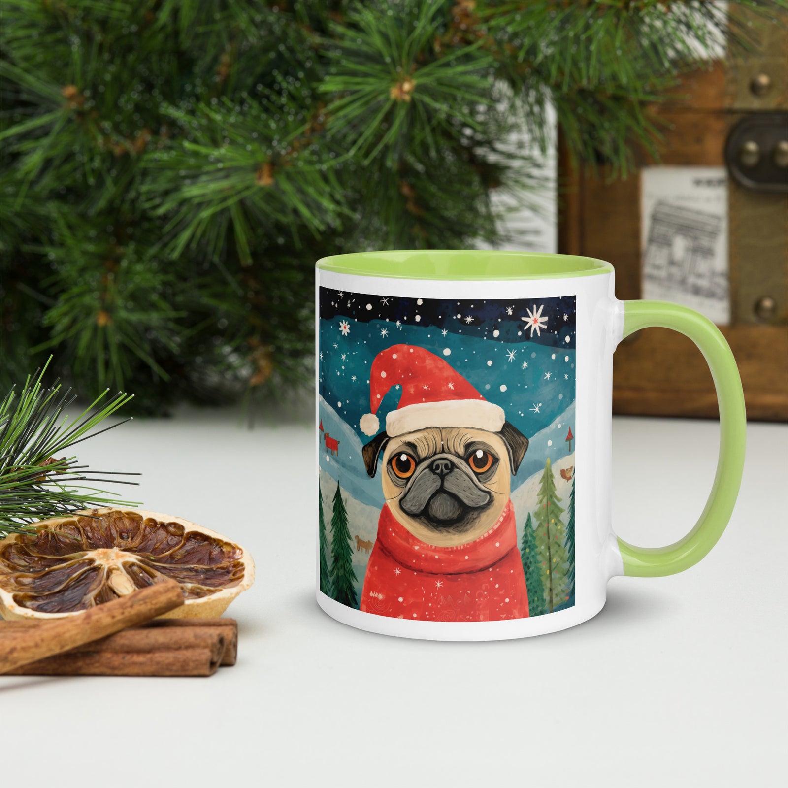 Mug with Color Inside Pug -Merry Woofmas