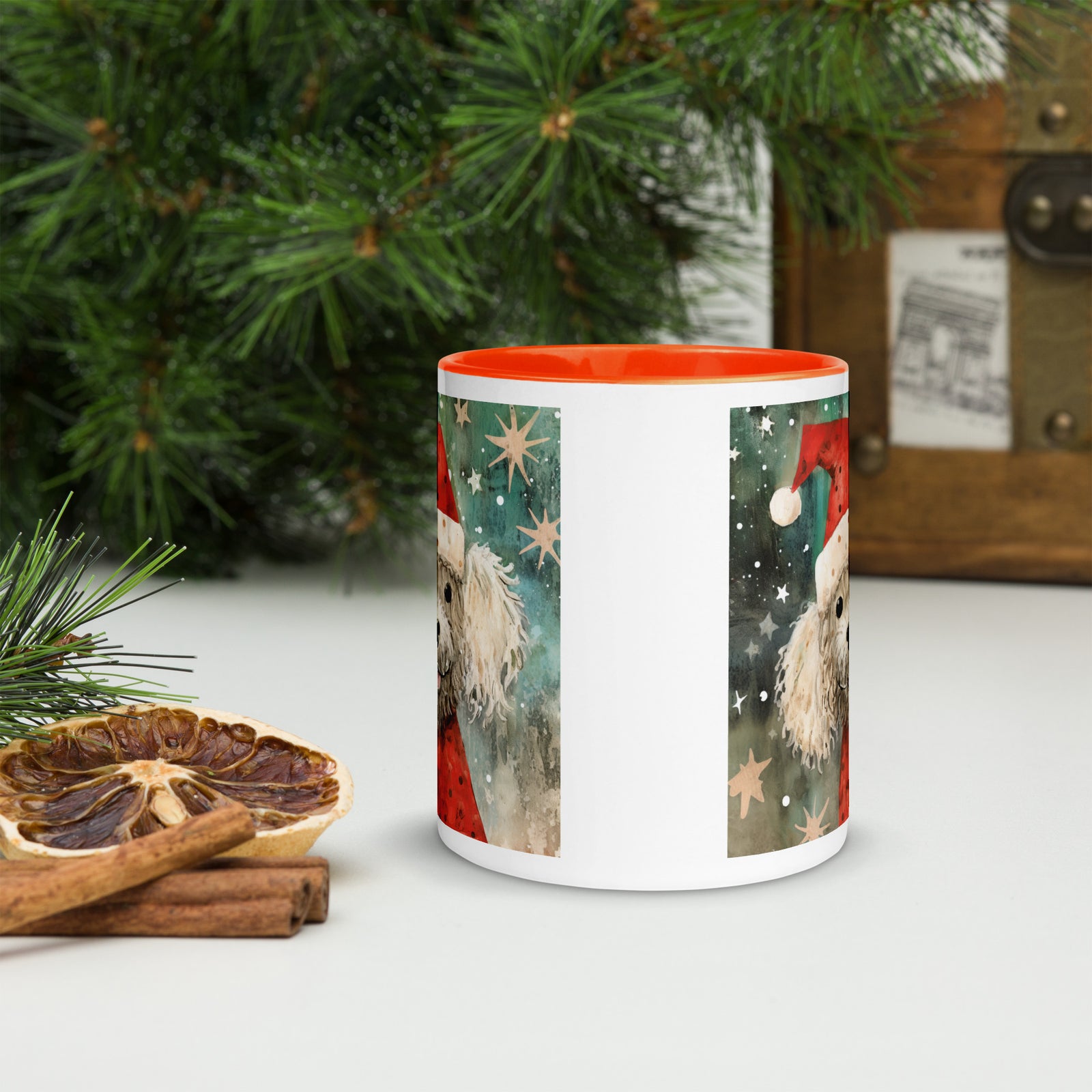 Mug with Color Inside Poodle - Merry Woofmas