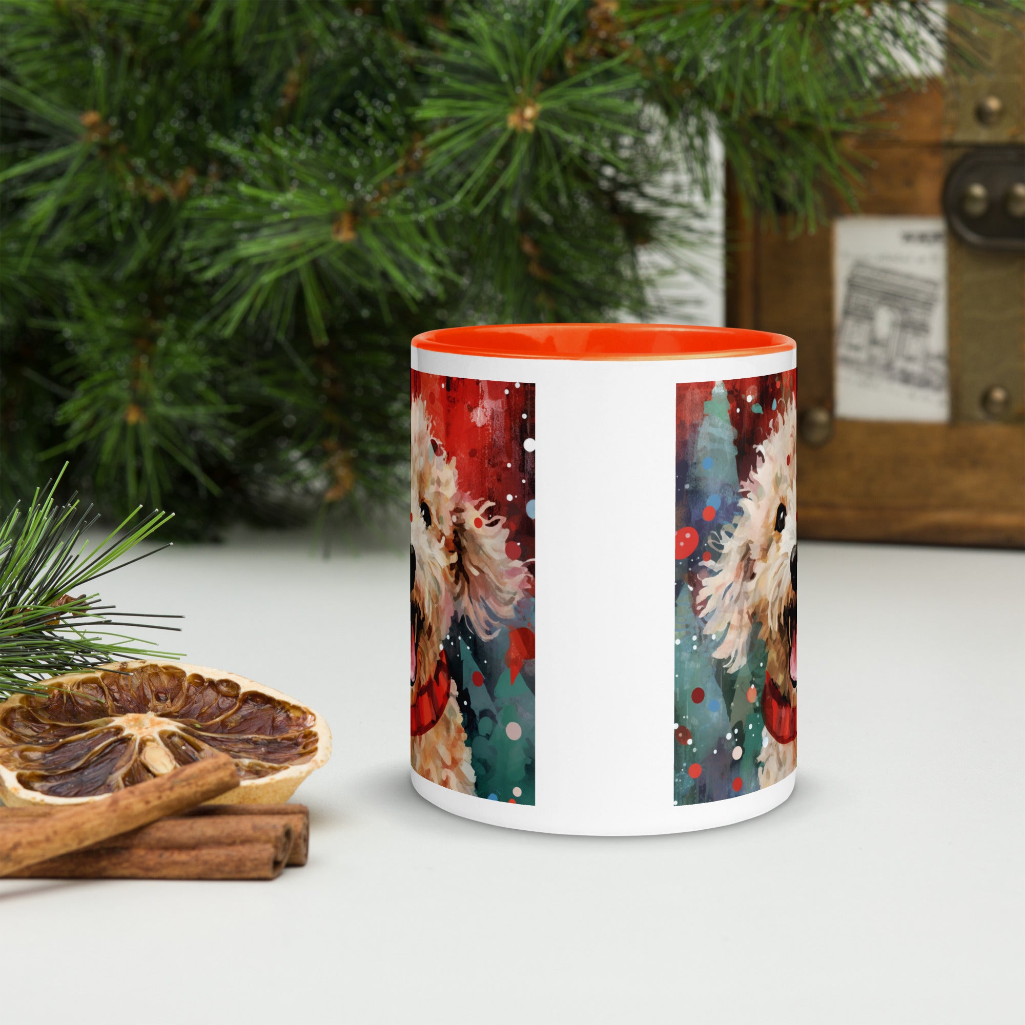 Mug with Color Inside Poodle - Merry Woofmas