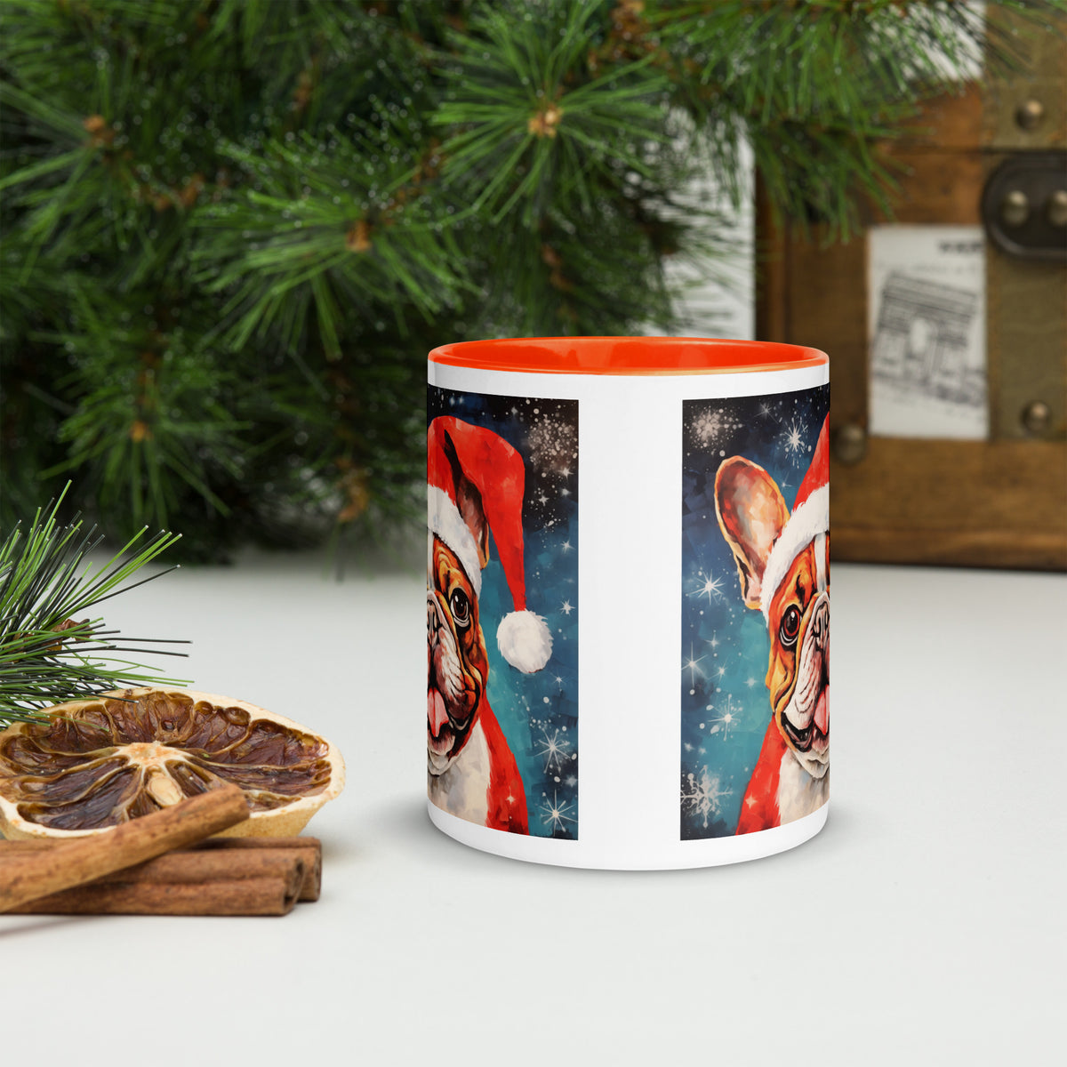 Mug with Color Inside French Bulldog - Merry woofmaas
