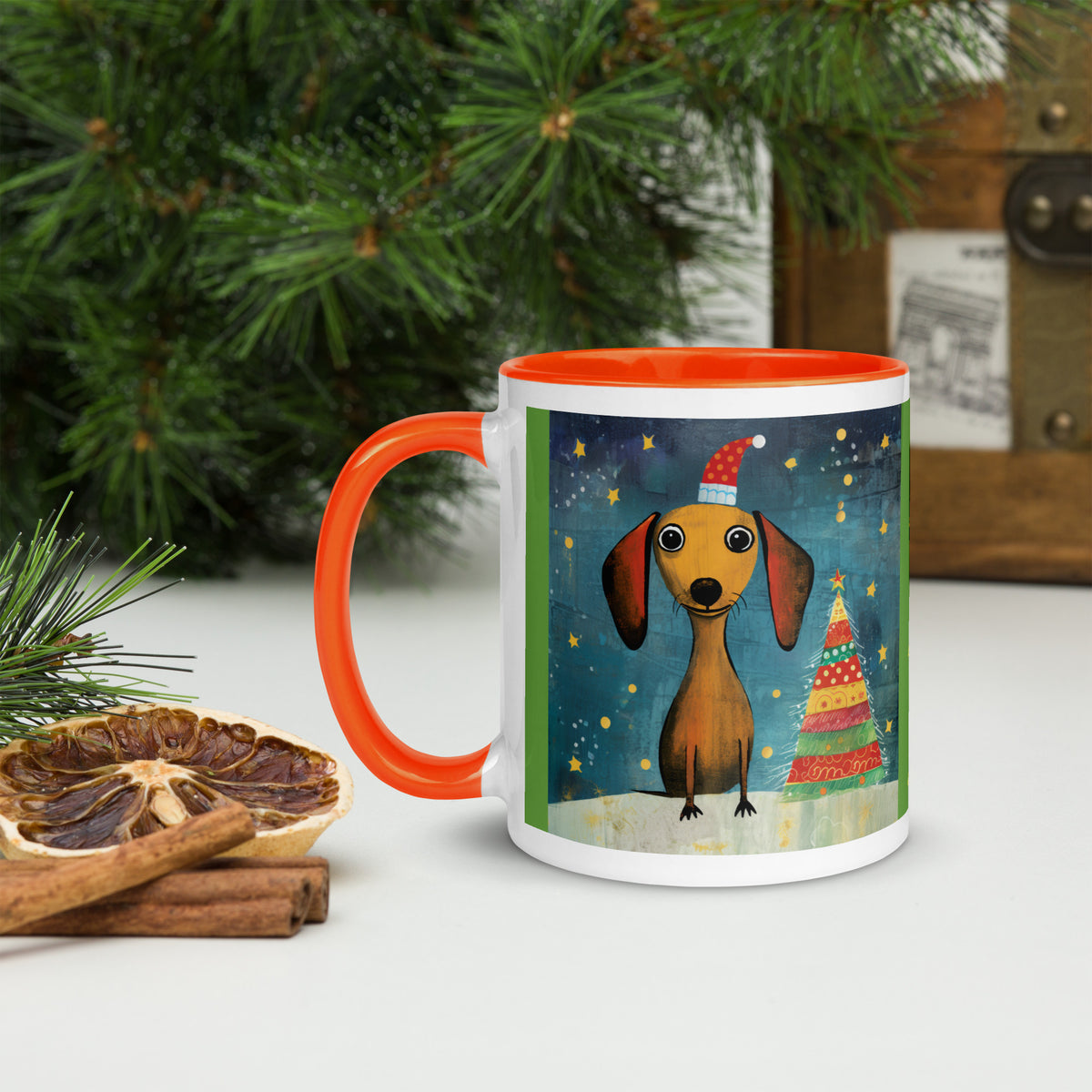 Mug with Color Inside Danchshund - Merry Woofmas
