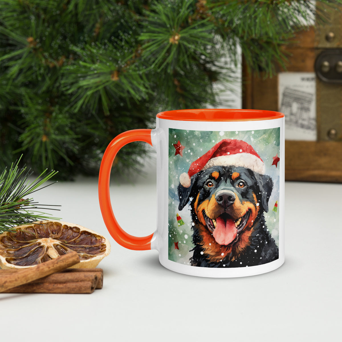 Mug with Color Inside Rottweiler - Merry Woofmas