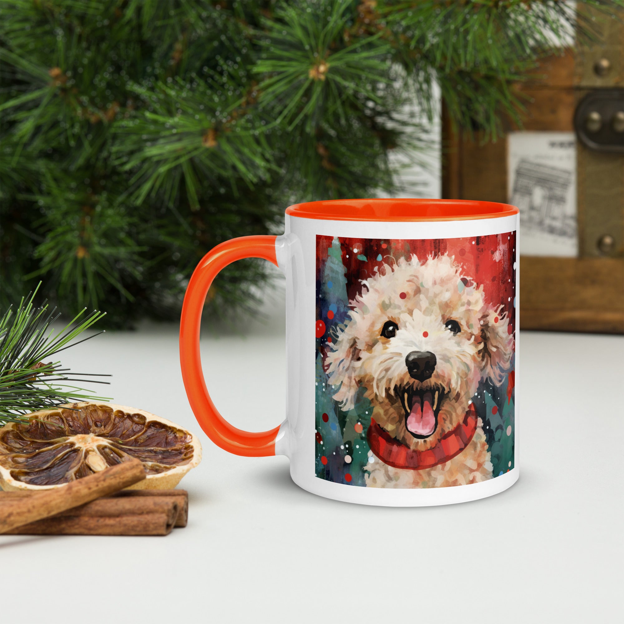 Mug with Color Inside Poodle - Merry Woofmas