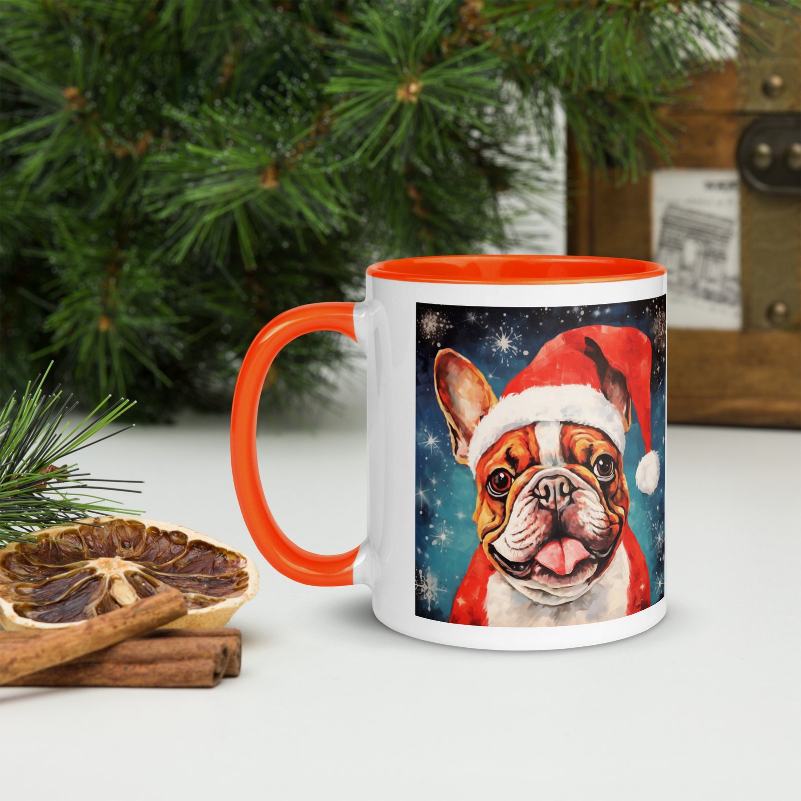 Mug with Color Inside French Bulldog - Merry woofmaas
