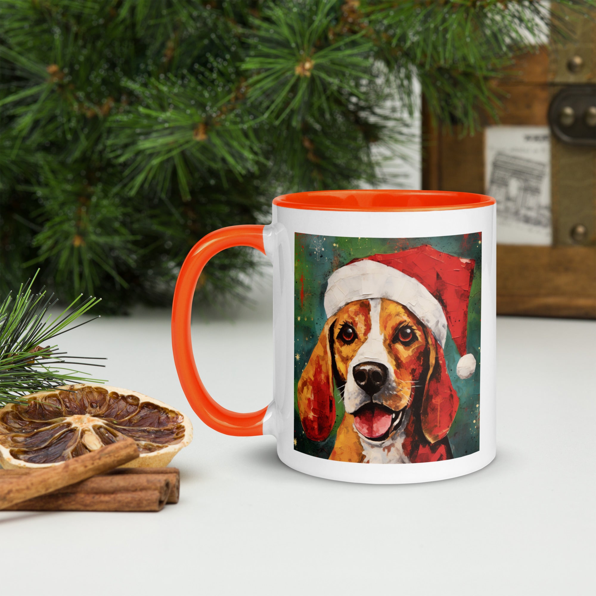 Mug with Color Inside Beagle - Merry Woofmas