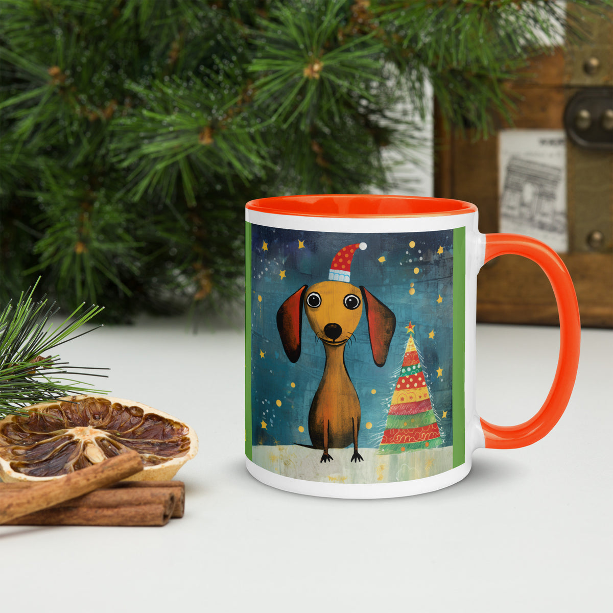 Mug with Color Inside Danchshund - Merry Woofmas