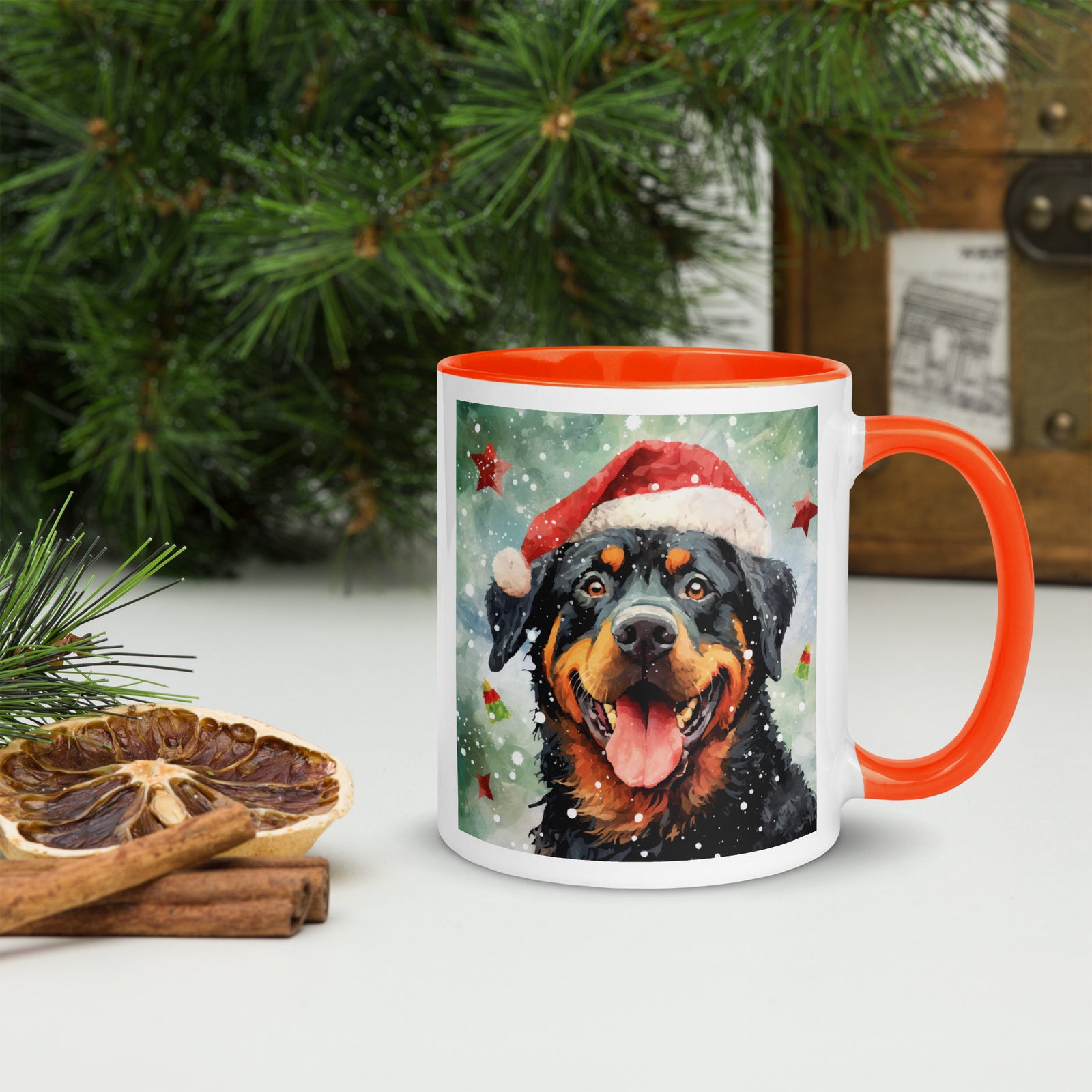 Mug with Color Inside Rottweiler - Merry Woofmas