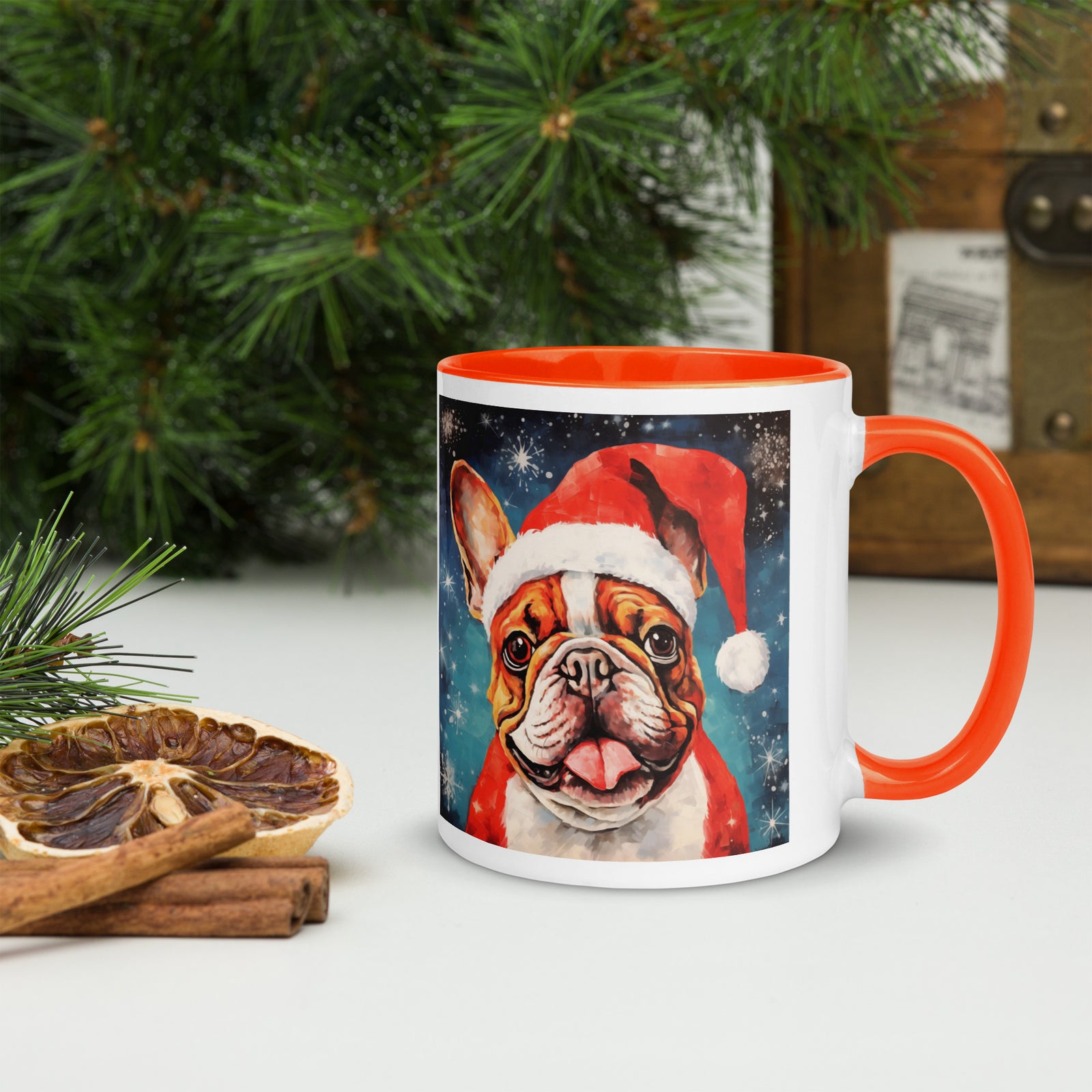 Mug with Color Inside French Bulldog - Merry woofmaas