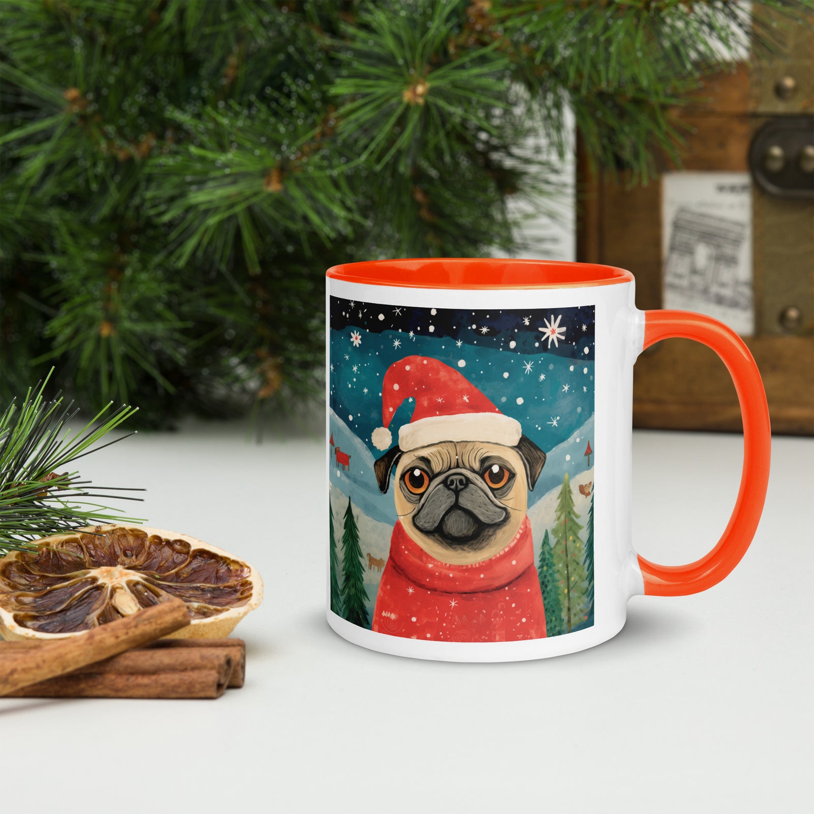 Mug with Color Inside Pug -Merry Woofmas