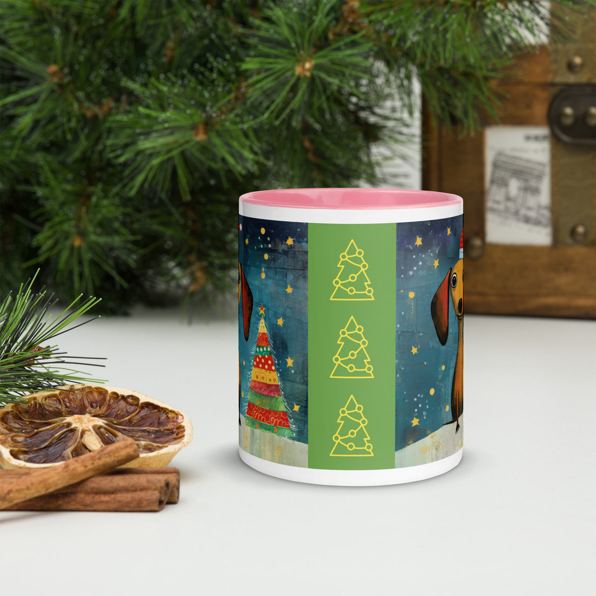 Mug with Color Inside Danchshund - Merry Woofmas