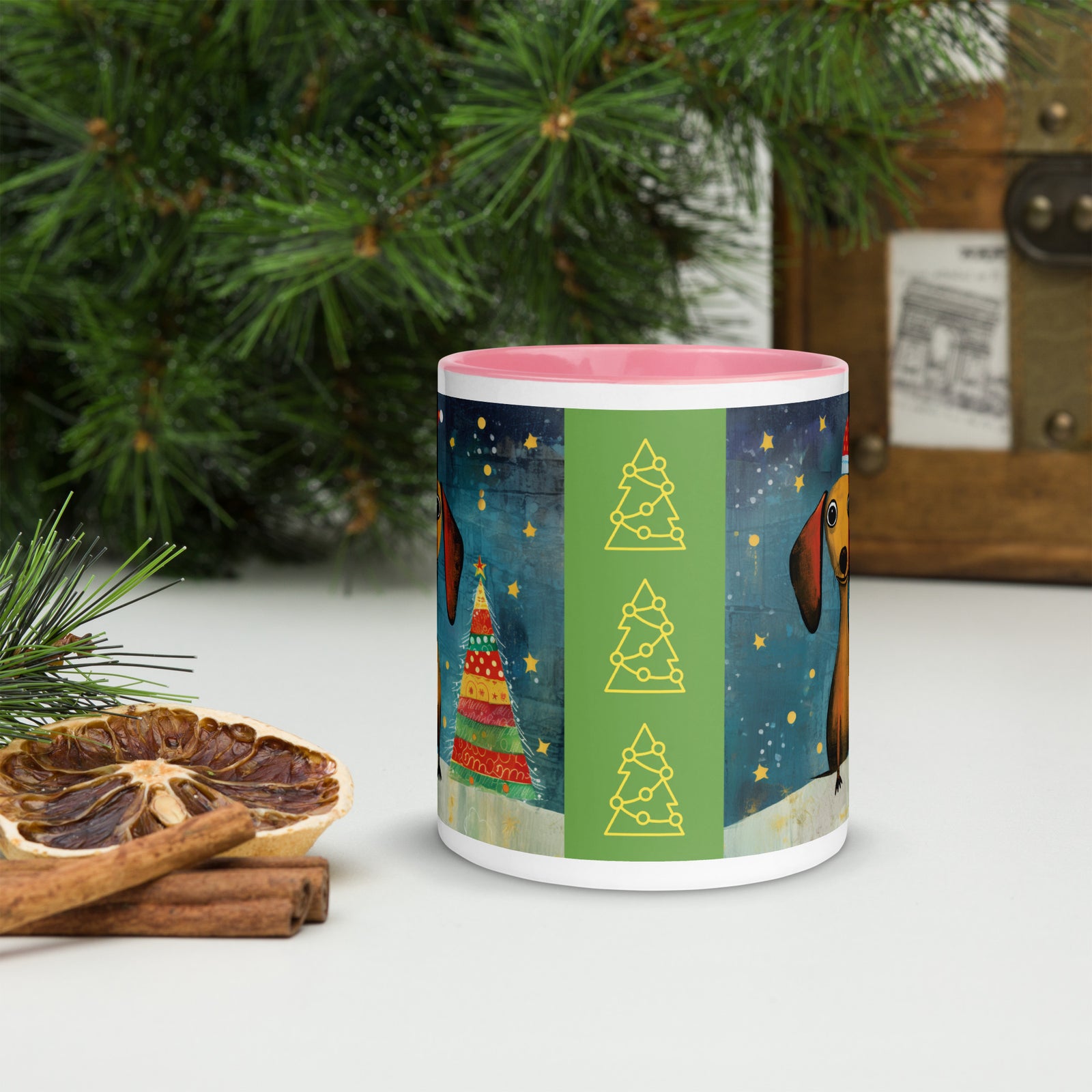 Mug with Color Inside Danchshund - Merry Woofmas
