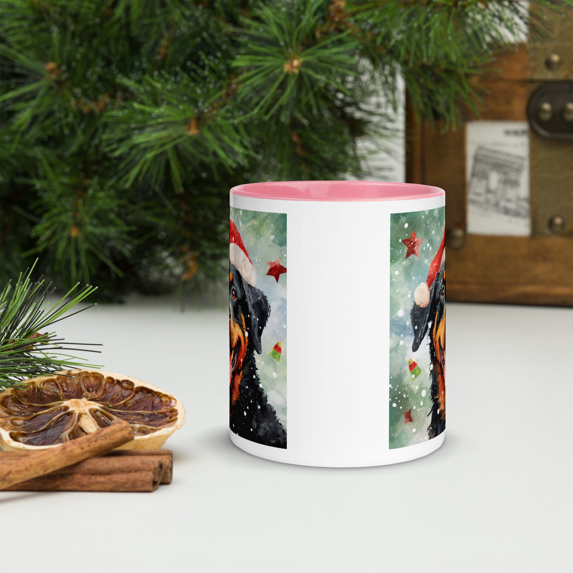 Mug with Color Inside Rottweiler - Merry Woofmas