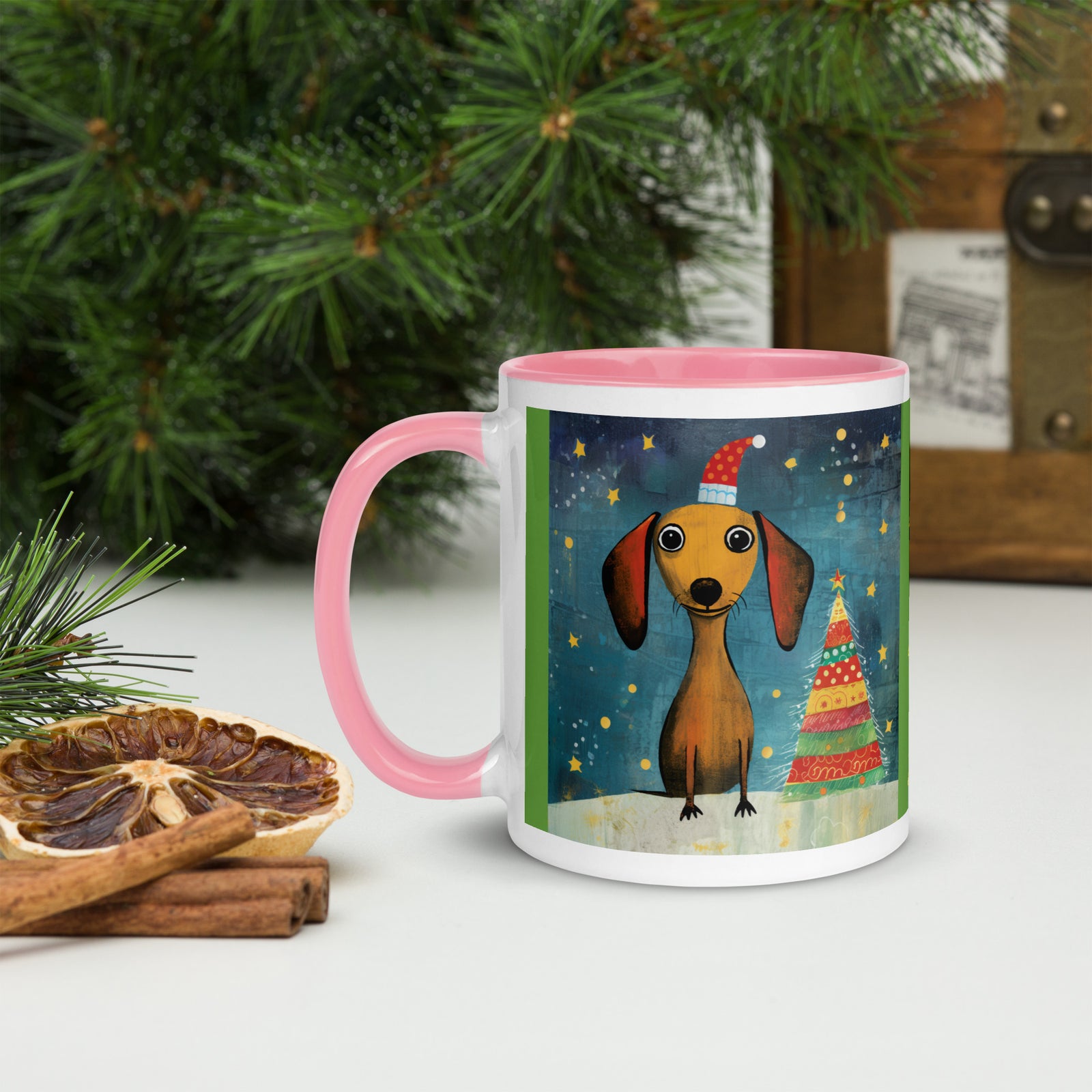 Mug with Color Inside Danchshund - Merry Woofmas