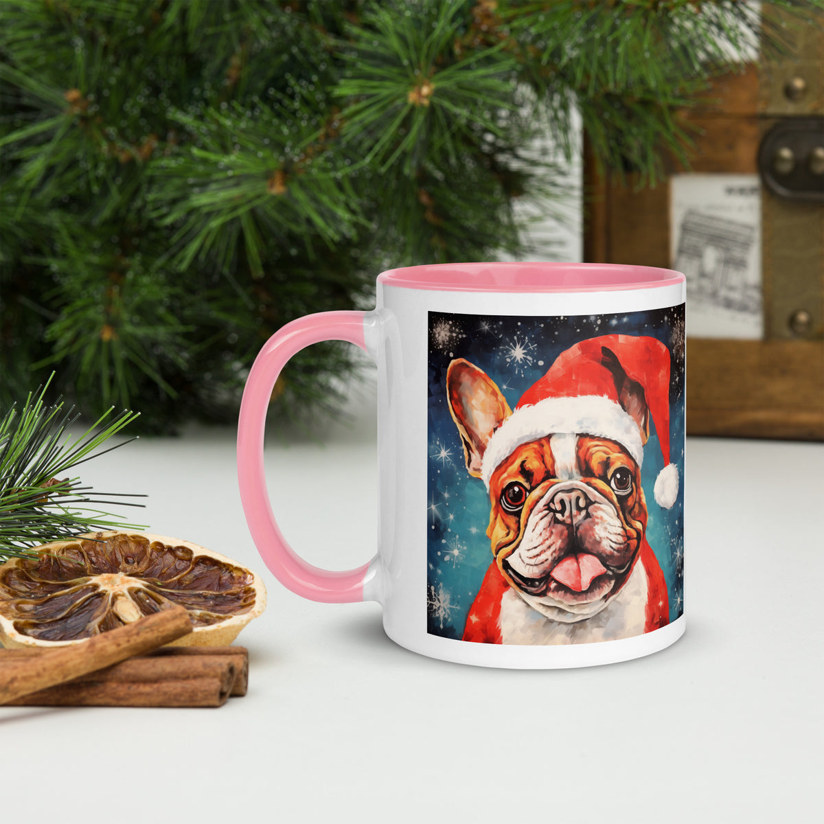 Mug with Color Inside French Bulldog - Merry woofmaas